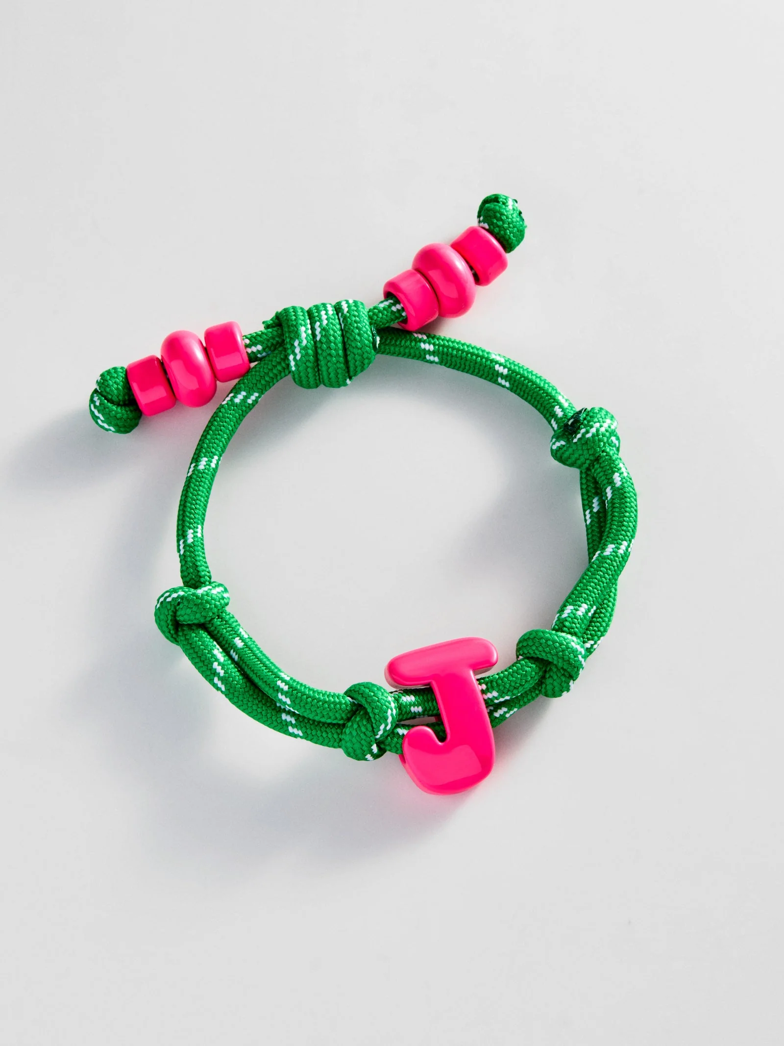 Knotty Enamel Initial Custom Bracelet - Green/Pink Single Letter