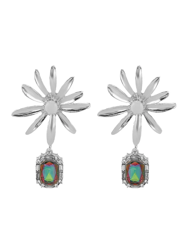 Geometric Rhine Stones Drop Earrings