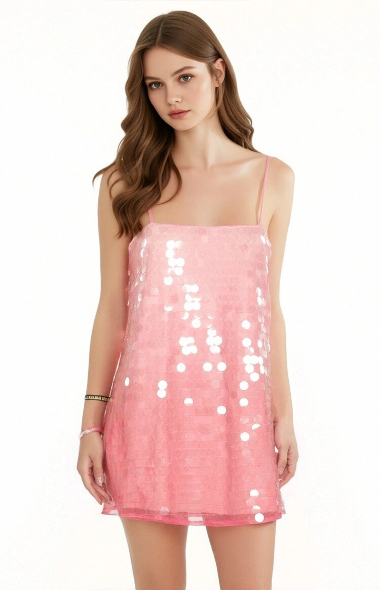 Sansone Ombre Sequin Mini Dress- Pink