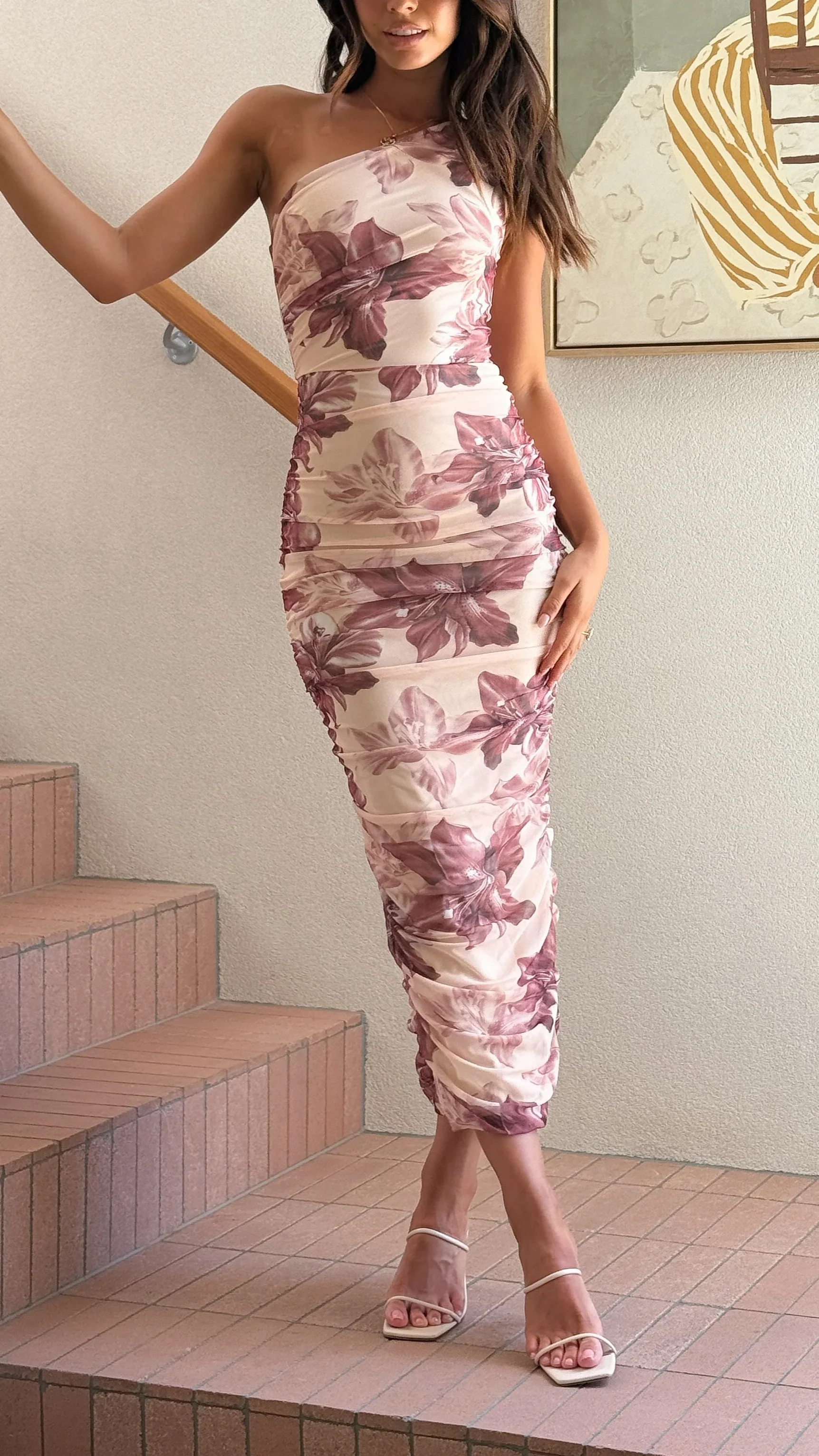 Natalia Midi Dress - Beige Floral