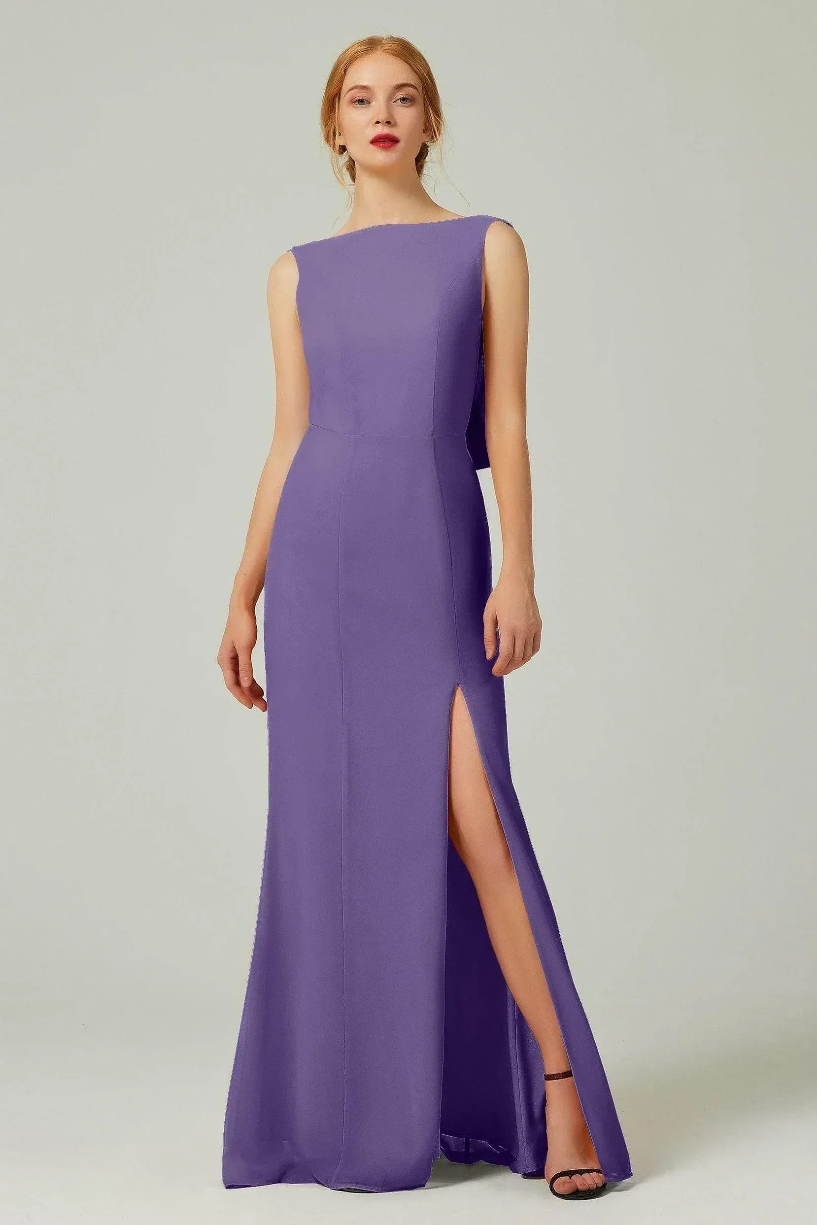 Sheath-Column Sweep-Brush Chiffon Bridesmaid Dress Formal Dresses CB0310
