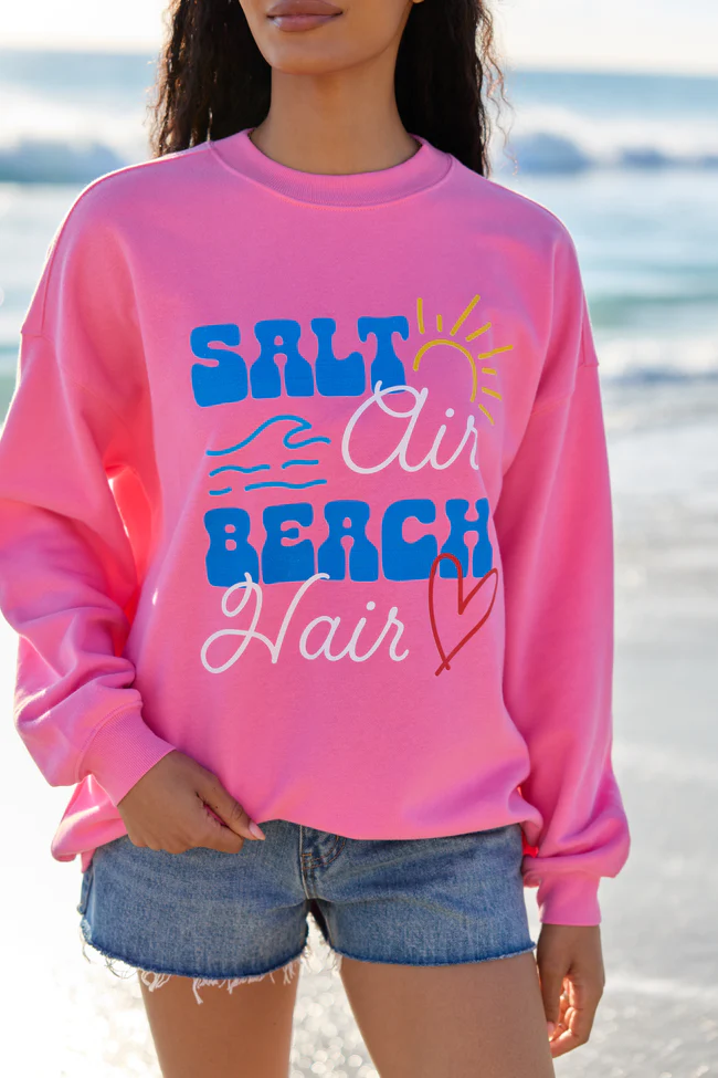 Salt Air Beach Hair Pink Graphic Sweatshirt