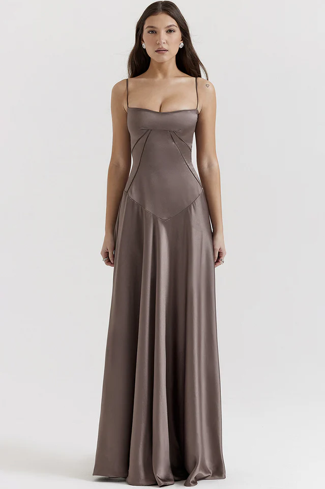 Anabella Black Lace Up Maxi Dress