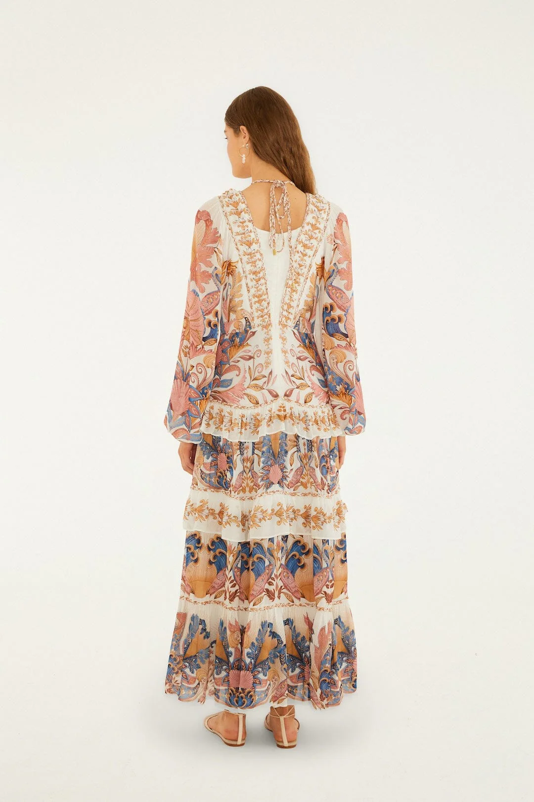 Off-White Sea Garden Ruffled Maxi Dress