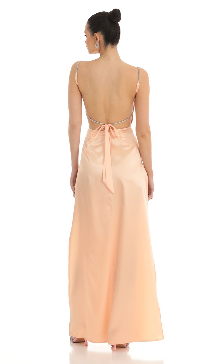 Rhinestone Maxi Dress in Peach