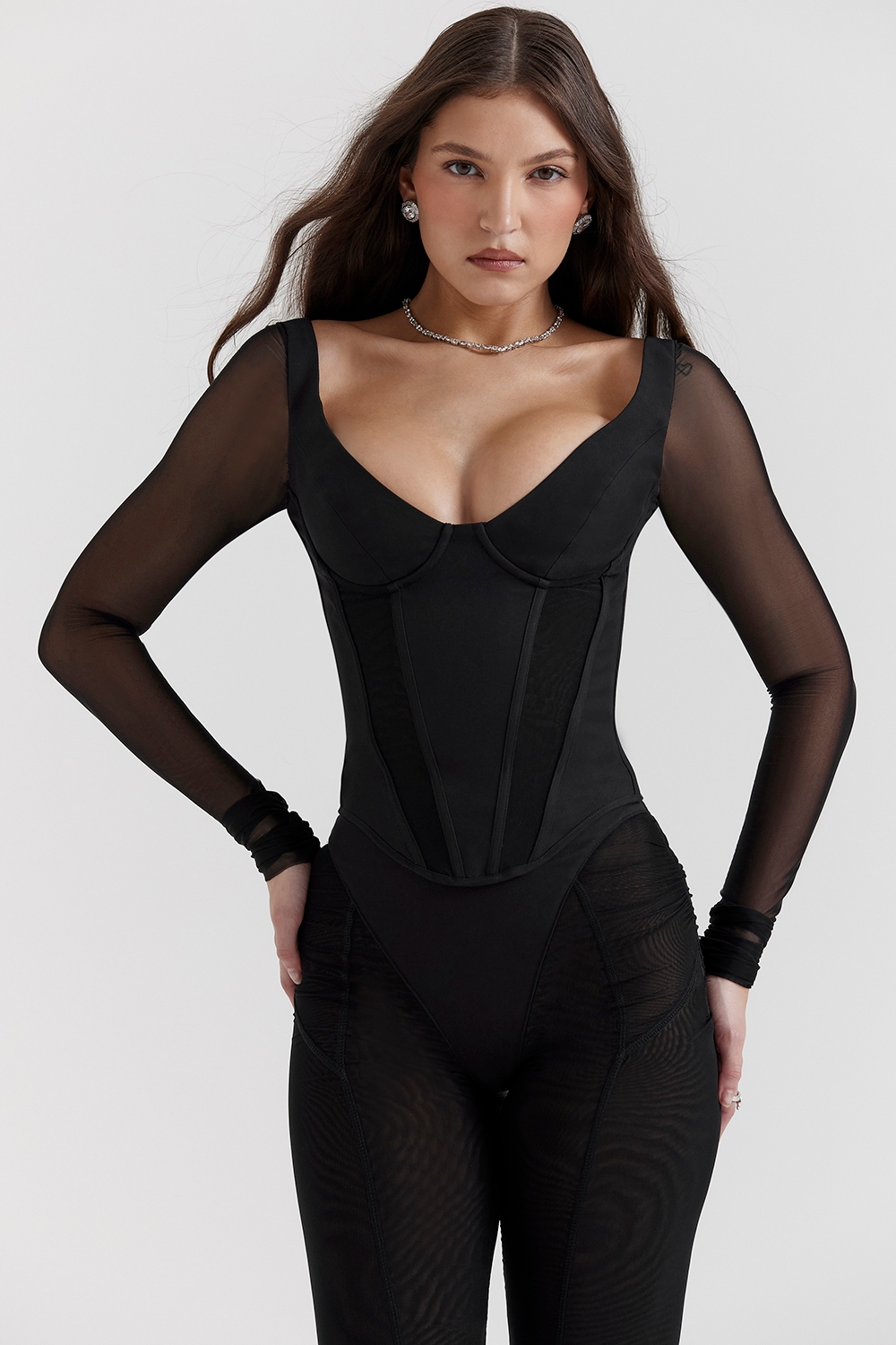 black long sleeve corset