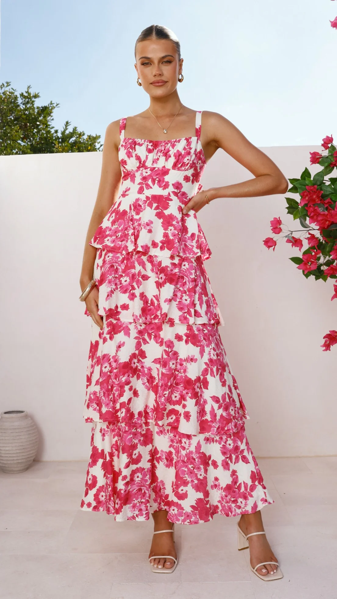 Odilia Maxi Dress - Pink/White Floral