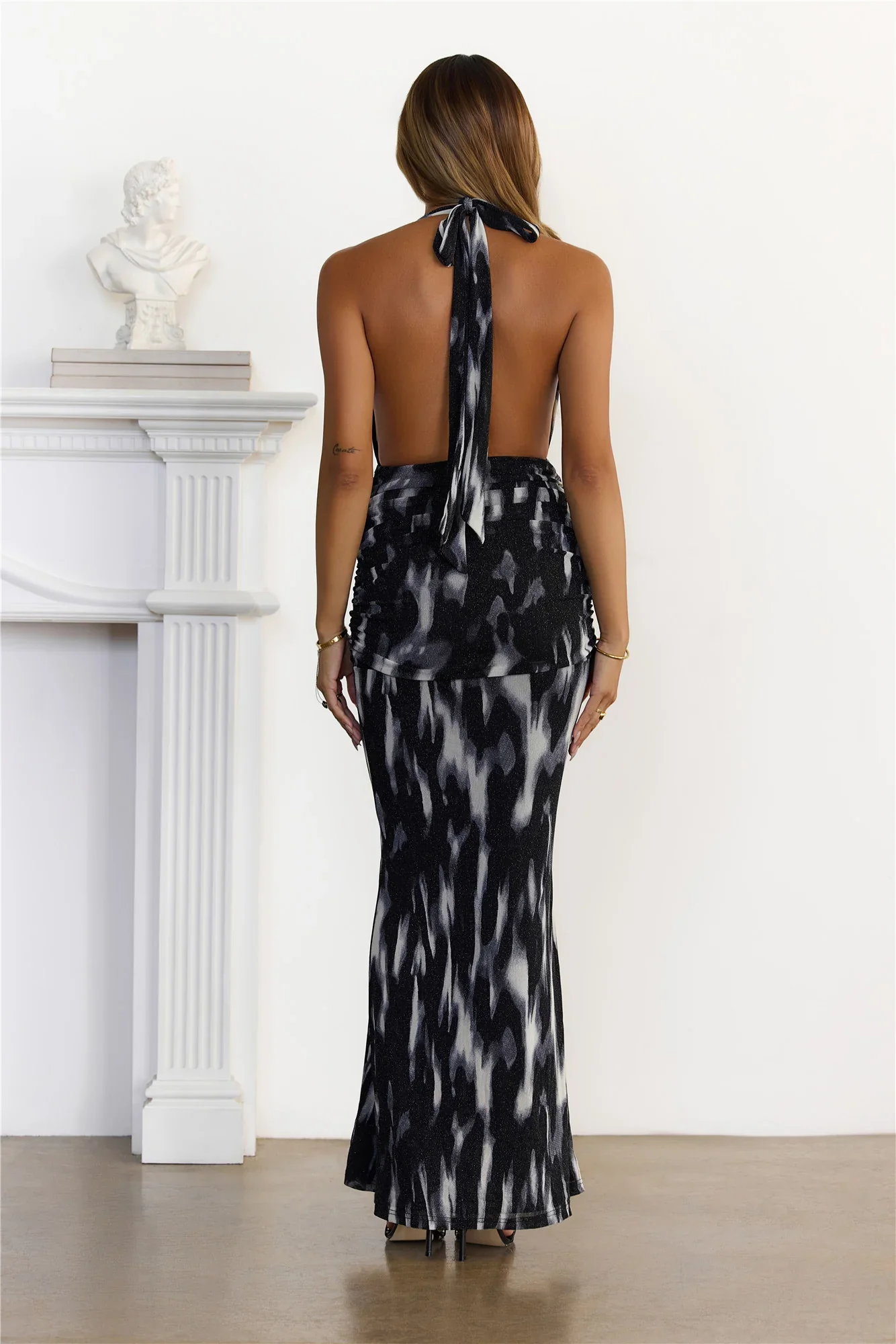 Statement Hour Knit Halter Maxi Dress Multi