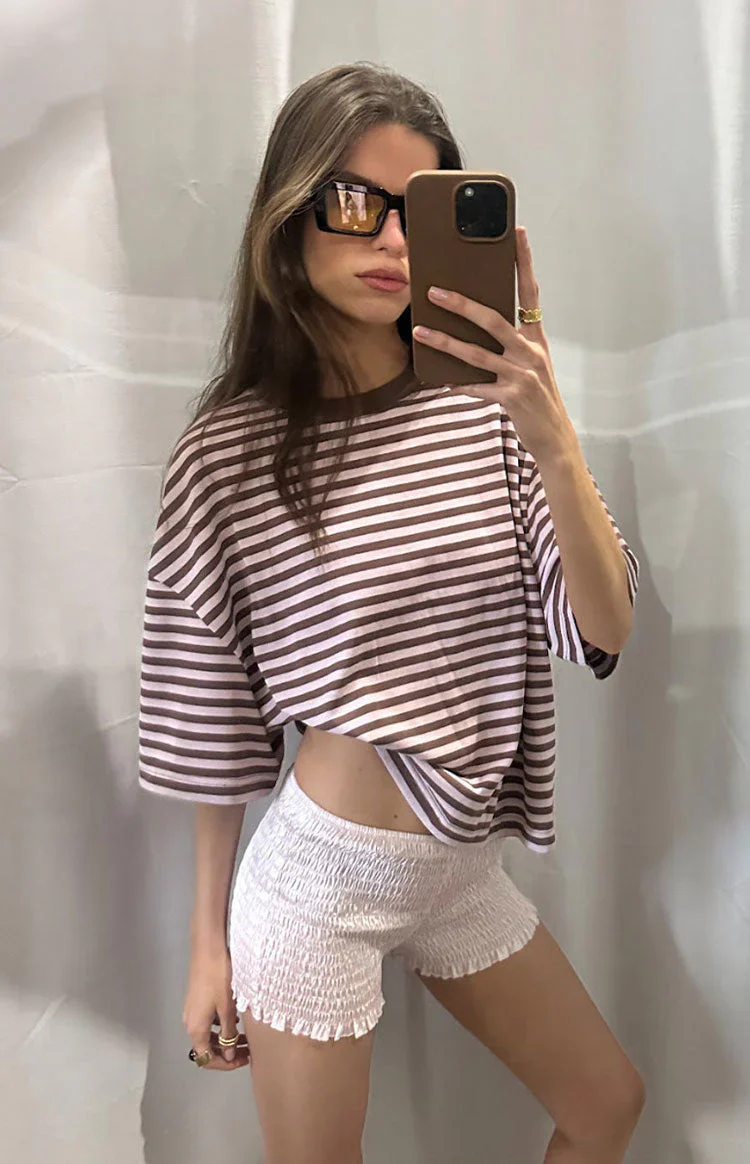 Lioness Bloom Short Sleeve Top Chocolate Blush Stripe