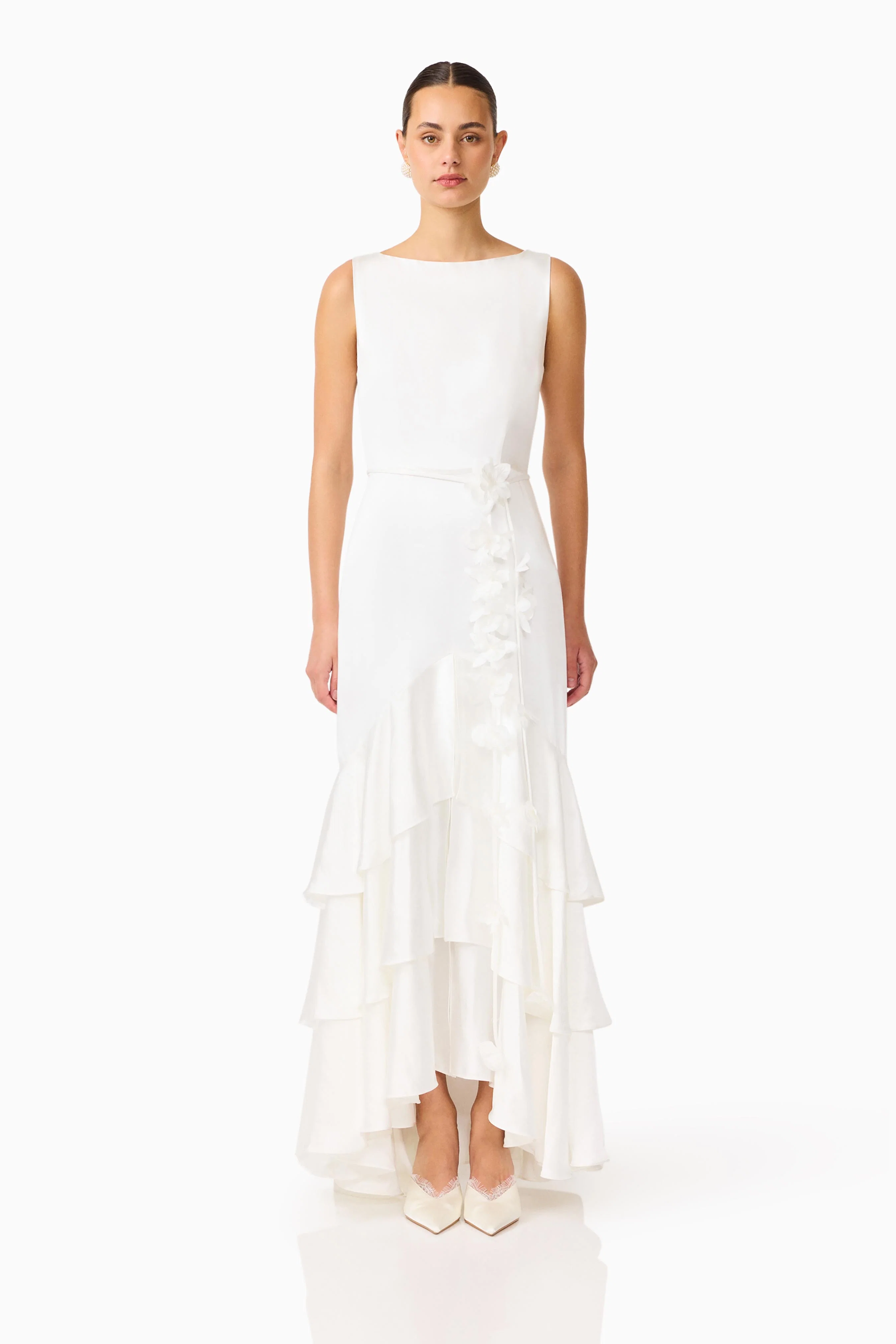 Erielle Tiered Gown in White