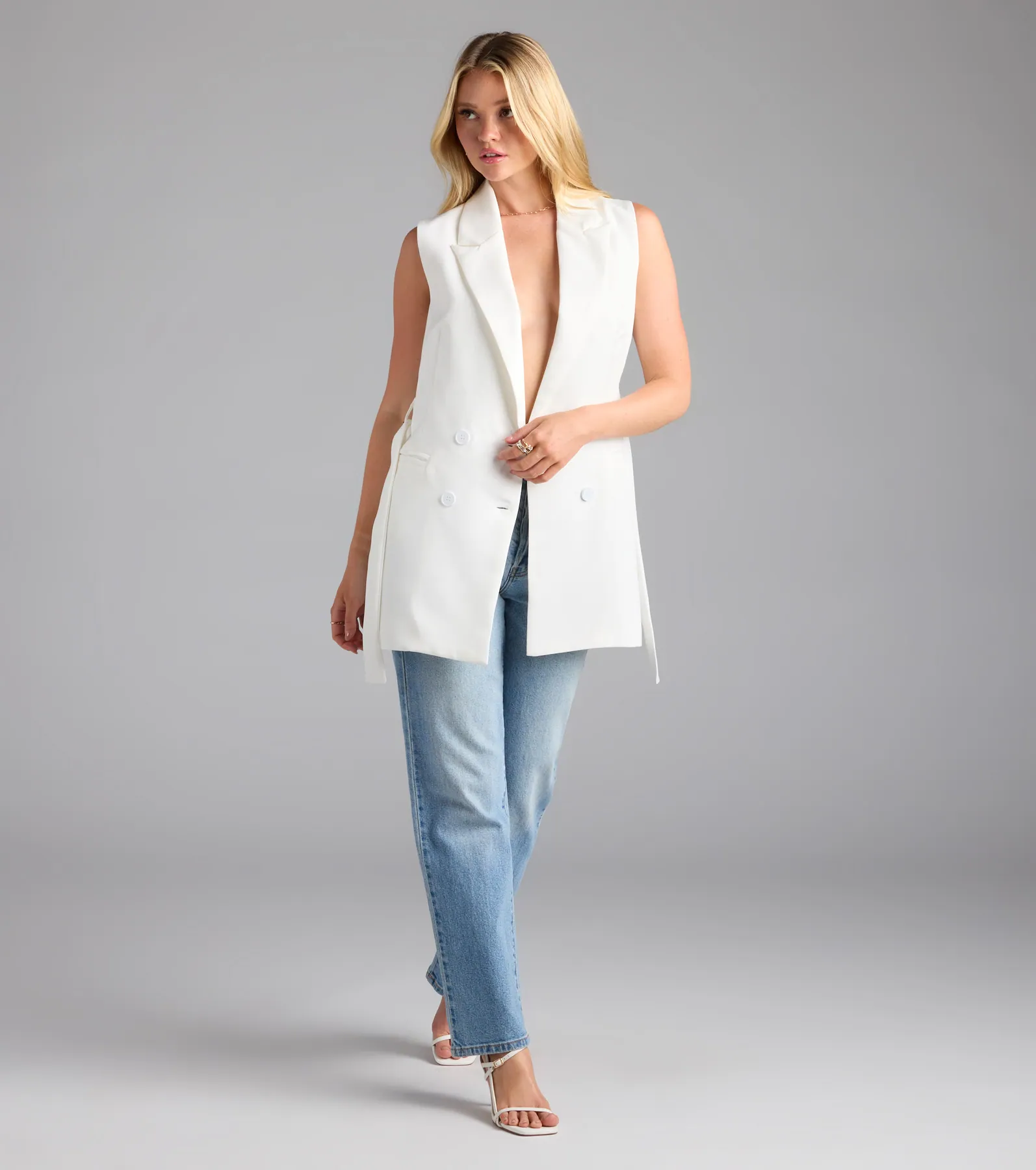 Sophisticated Vibe Double-Breasted Longline Vest