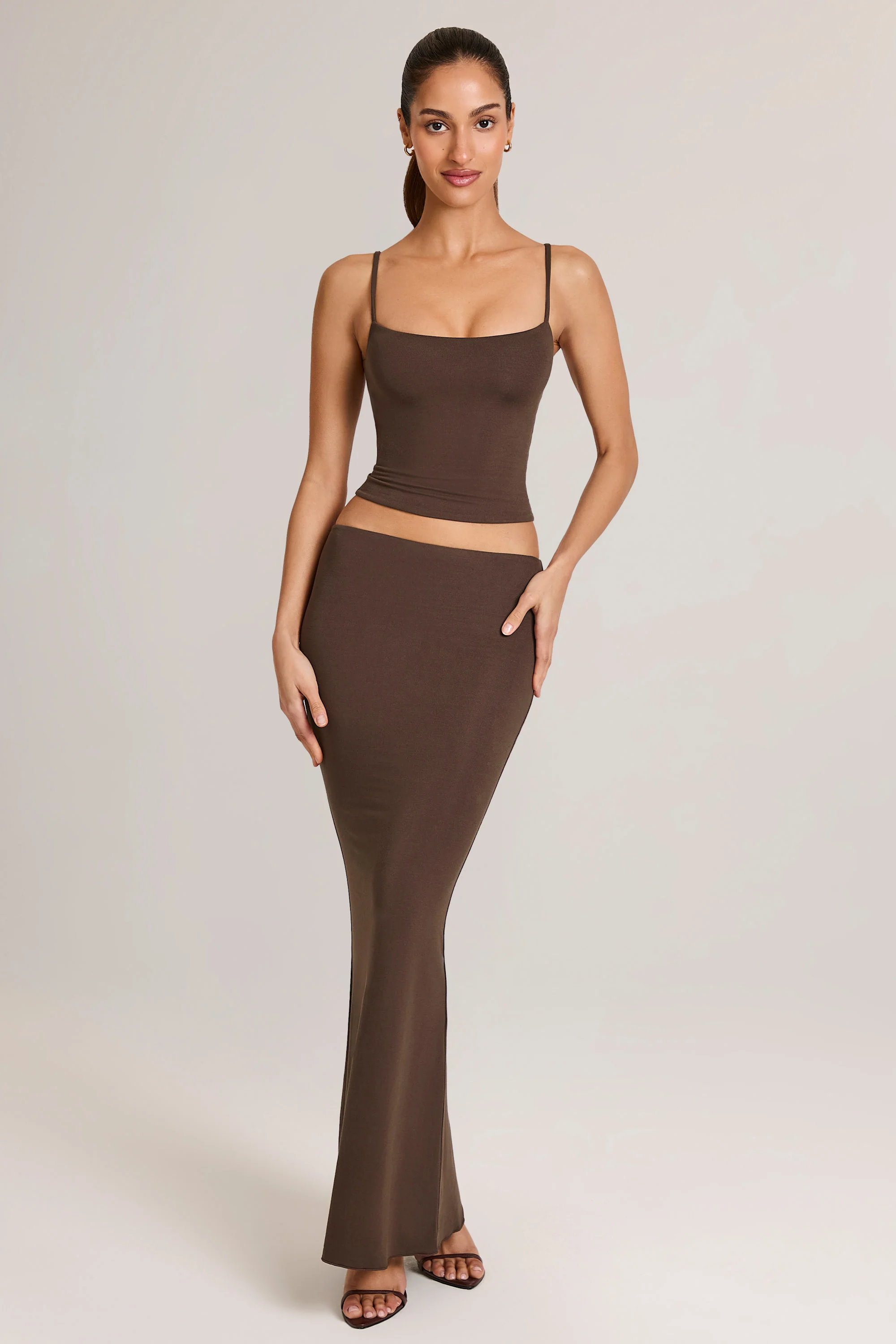 Modal Scoop-Neck Tank Top in Chocolate Brown