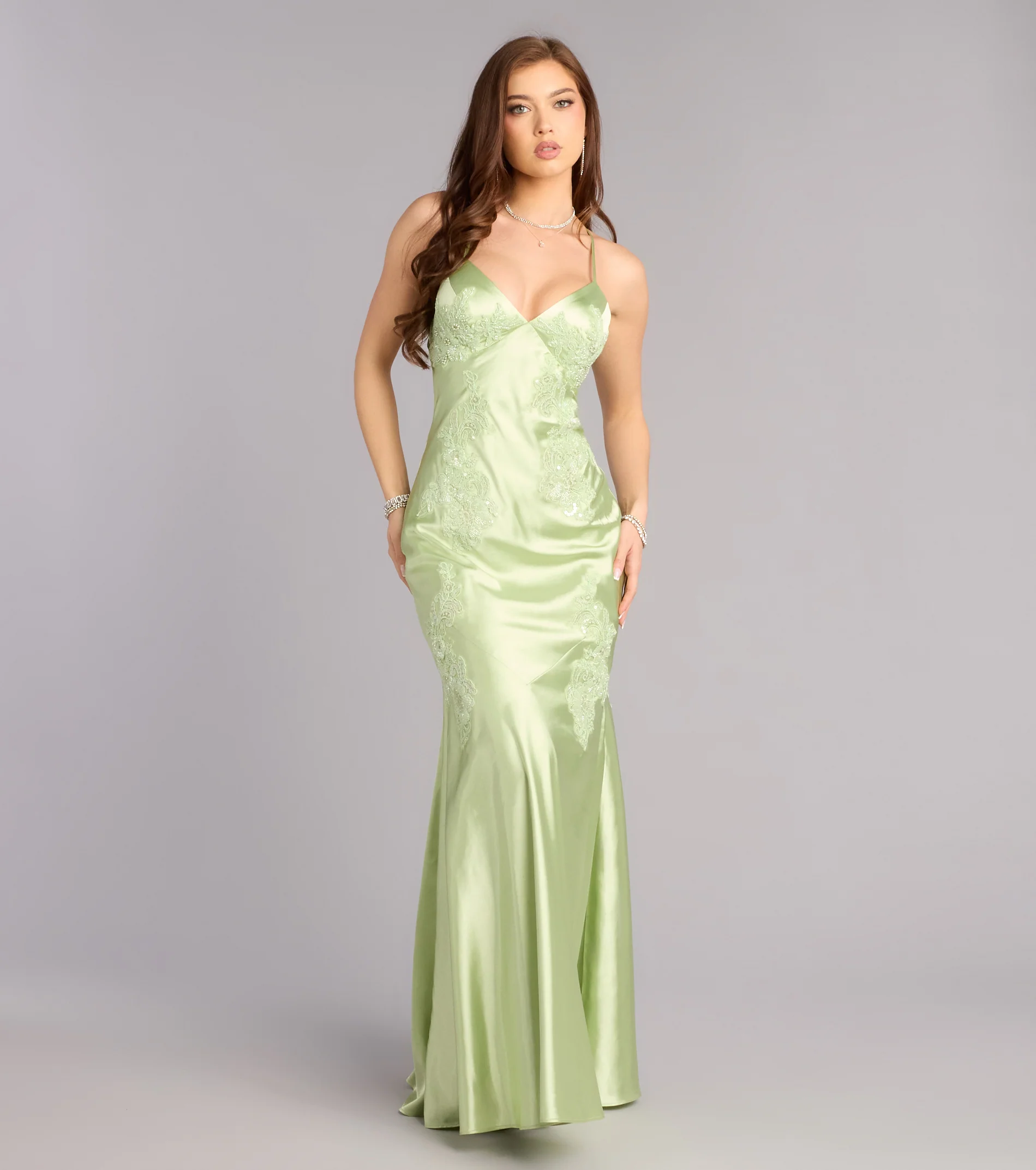 Rachel Satin Open Back Formal Dress