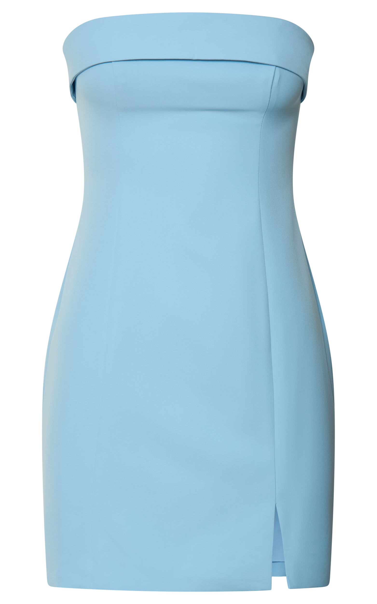 Tricia Mini Dress - Strapless Foldover Neckline Dress in Pale Blue