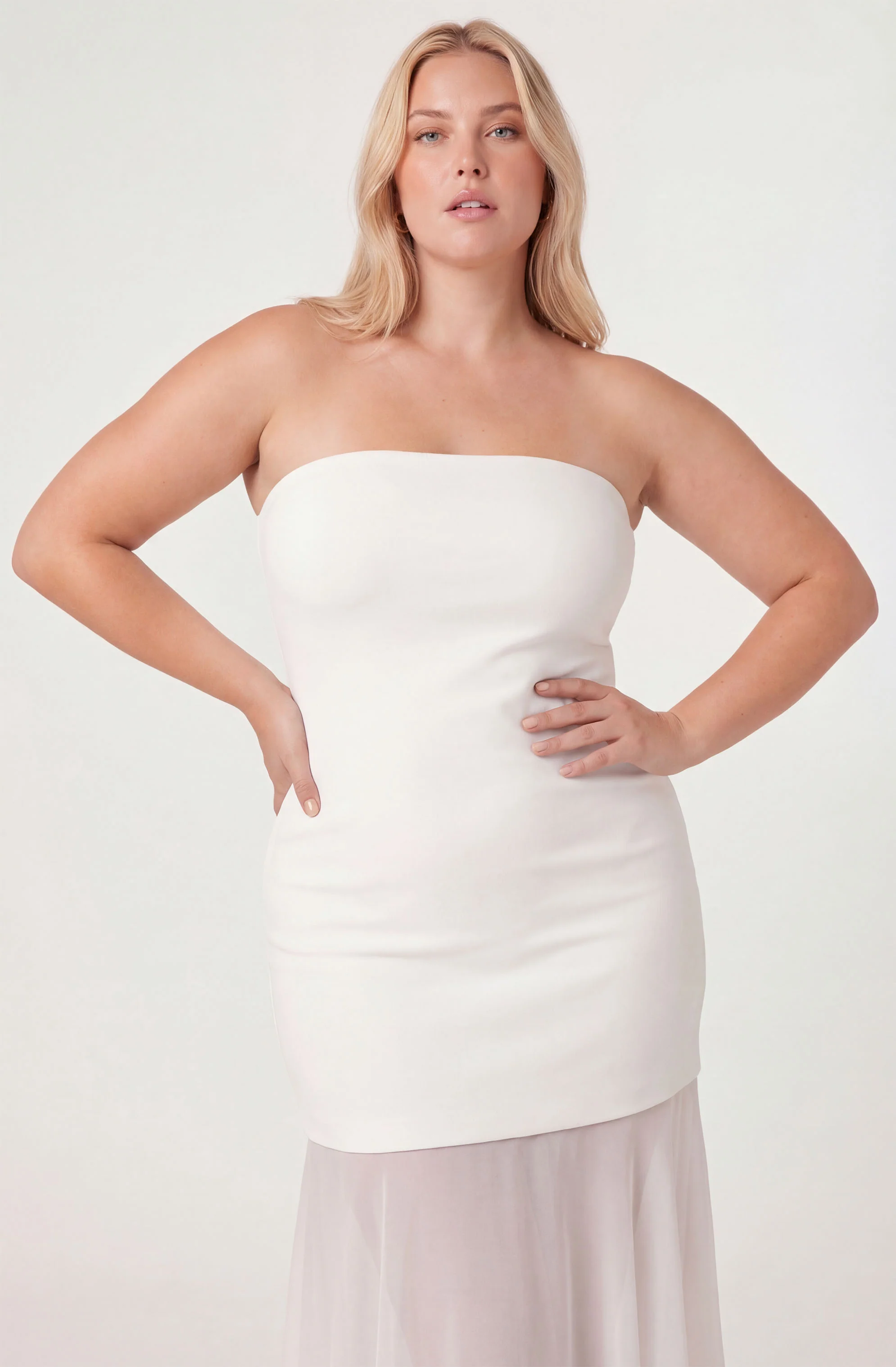 Lizet Strapless Mini Dress With Sheer Maxi Overlay