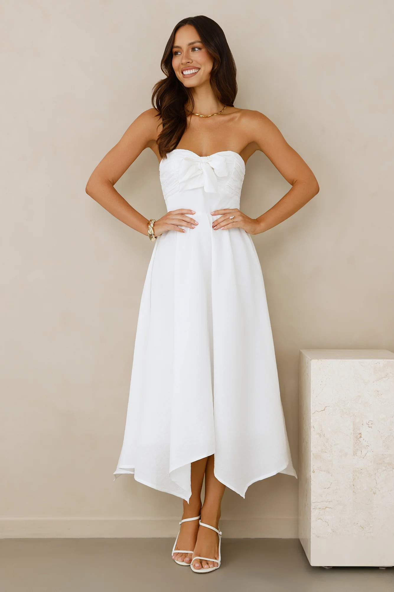 Saltwater Soul Strapless Midi Dress White - luluinthesky