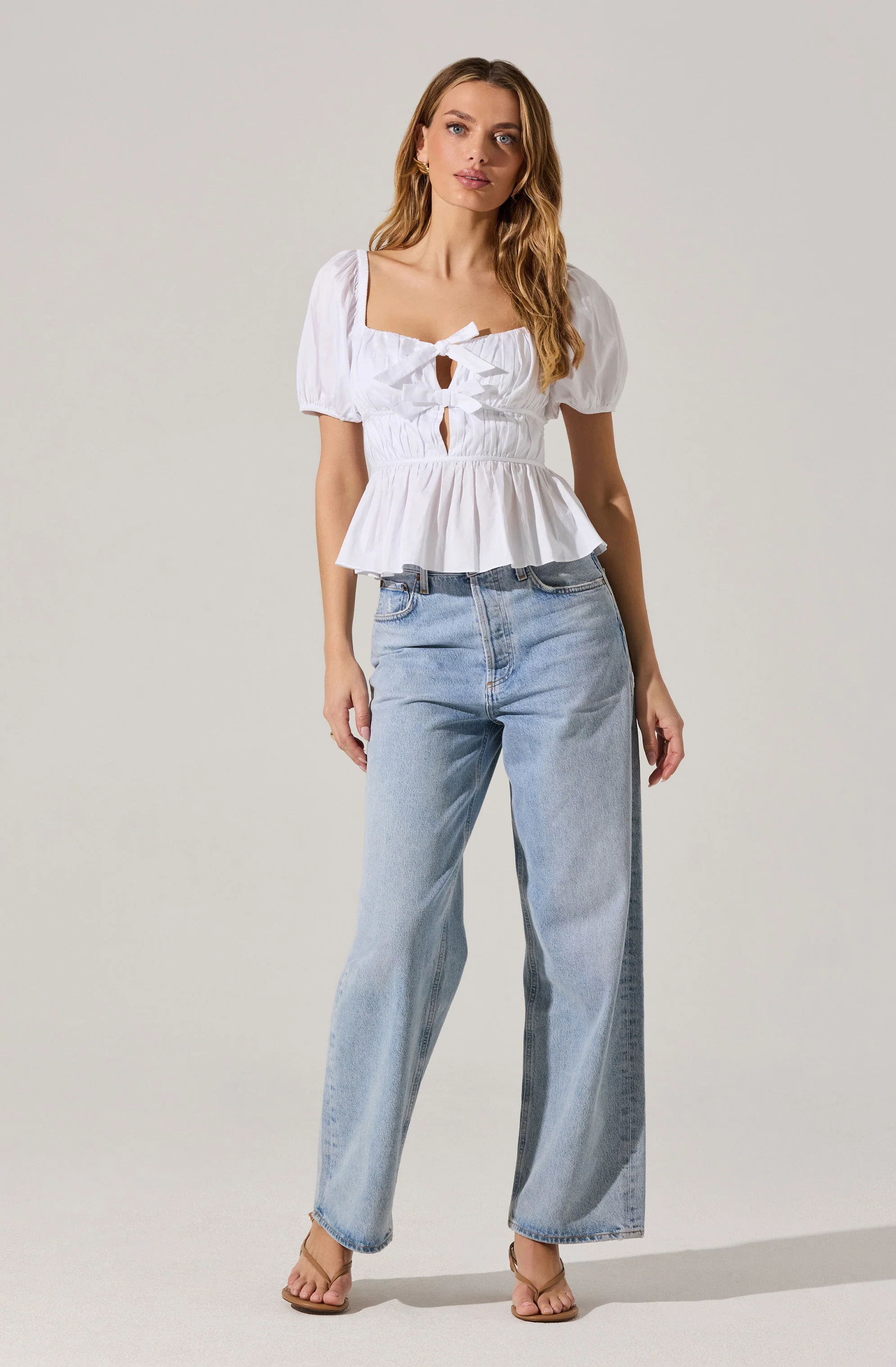 Bow Front Peplum Top