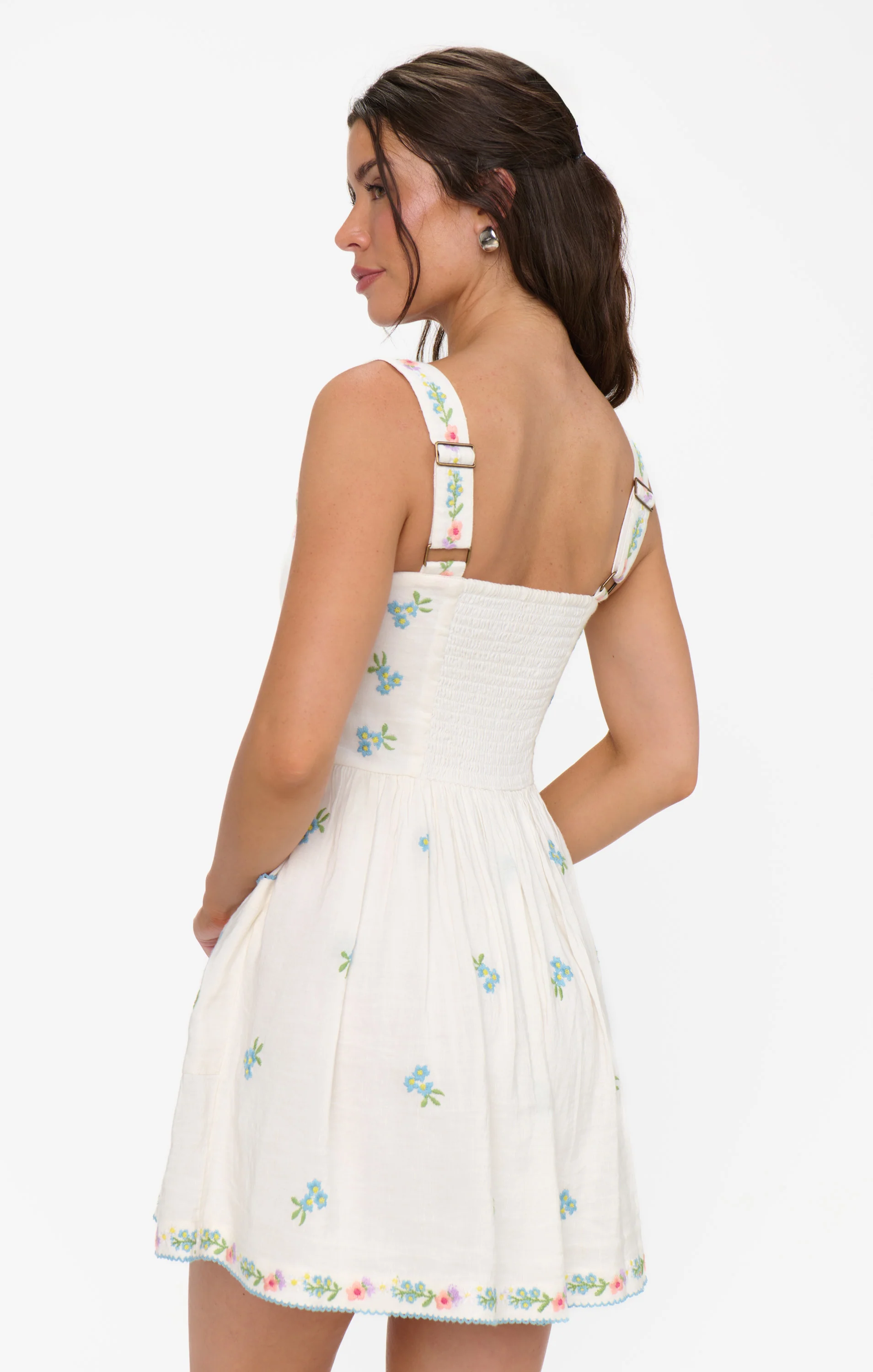 Demi Mini Dress ~ Wild Meadow Embroidery