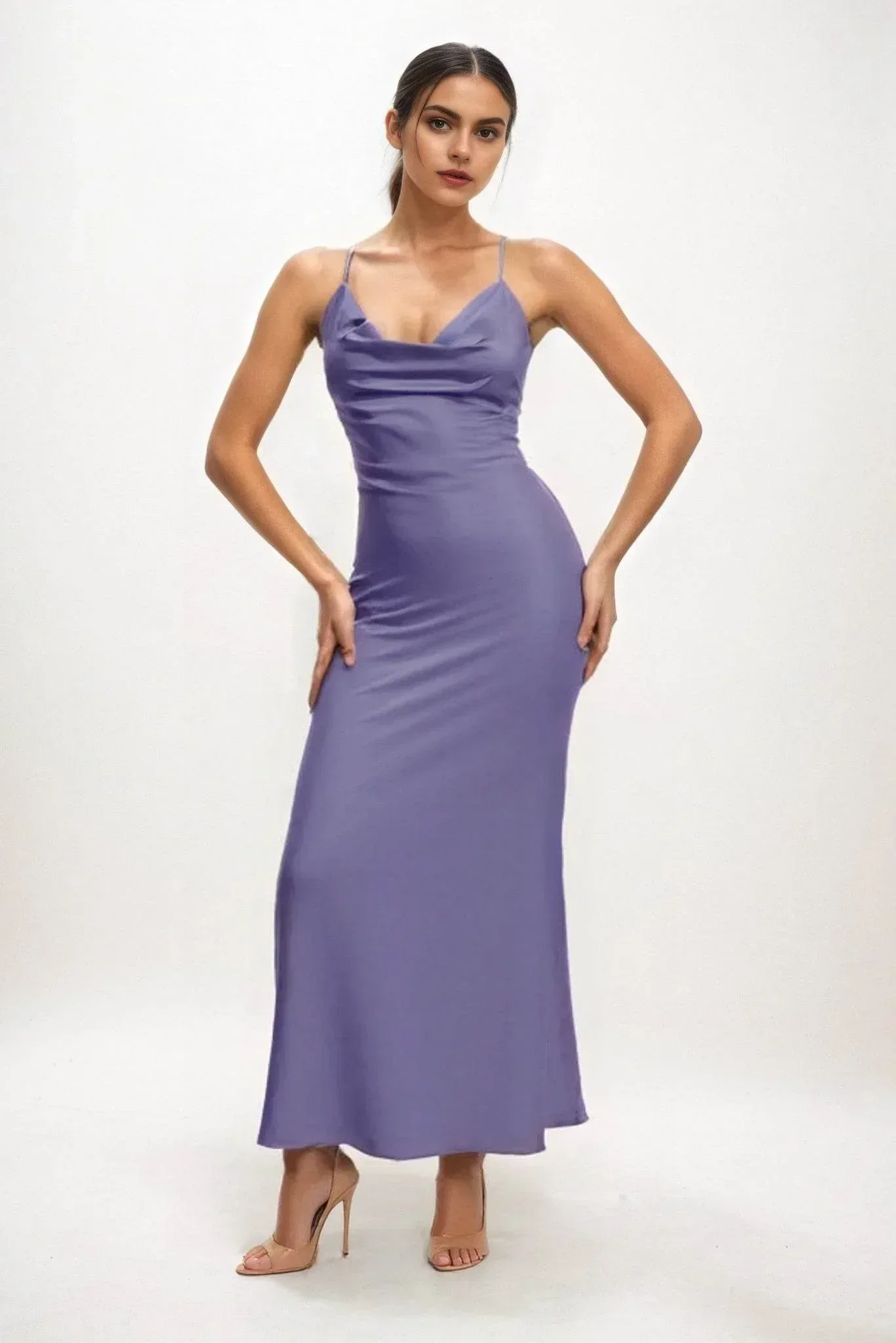 Sheath-Column Midi Luxe Satin Dress CB0831CS