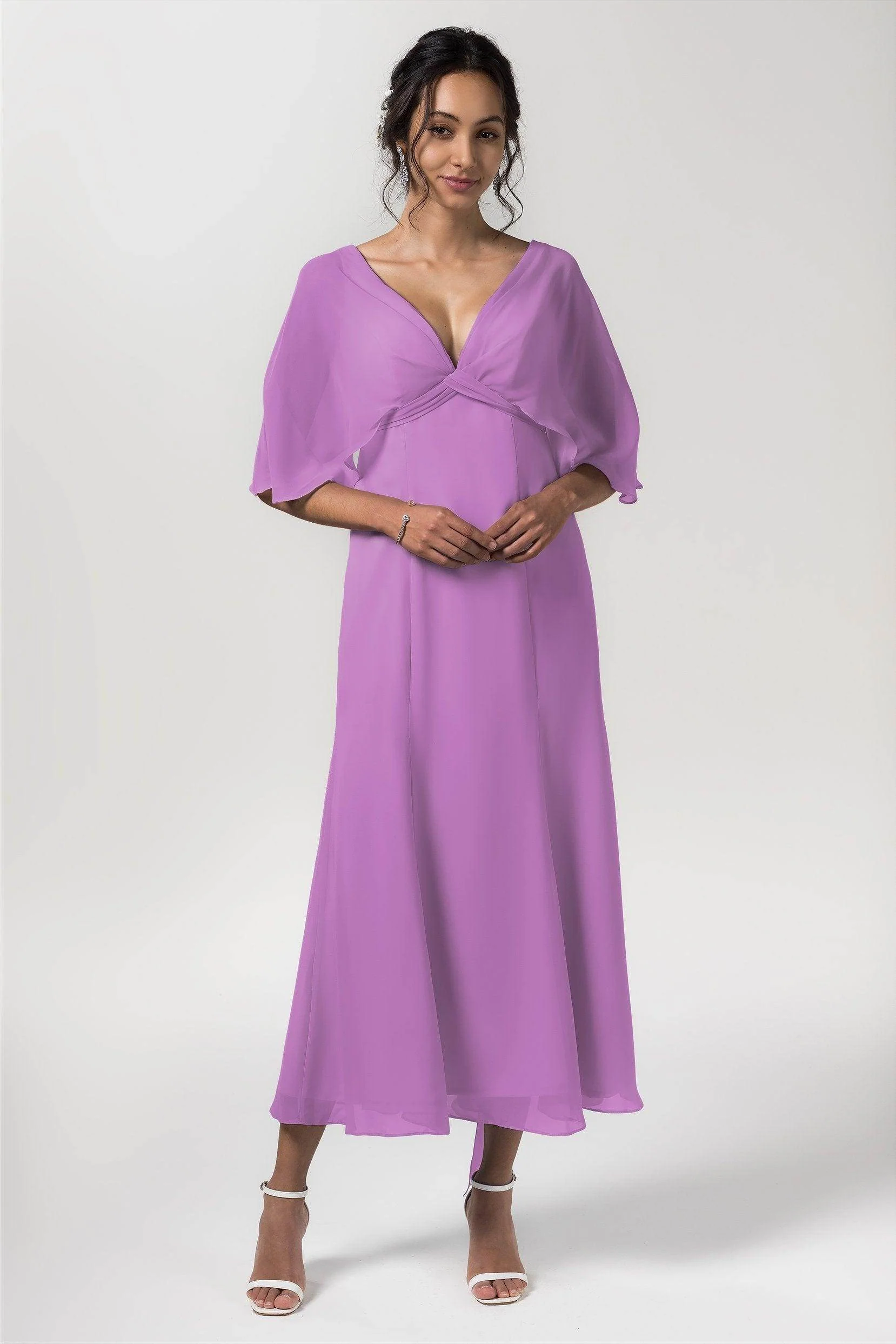 A-Line Tea Length Chiffon Bridesmaid Dress CB0553