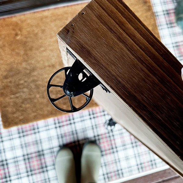 Rustic Wooden Shoe Tray With Wheels