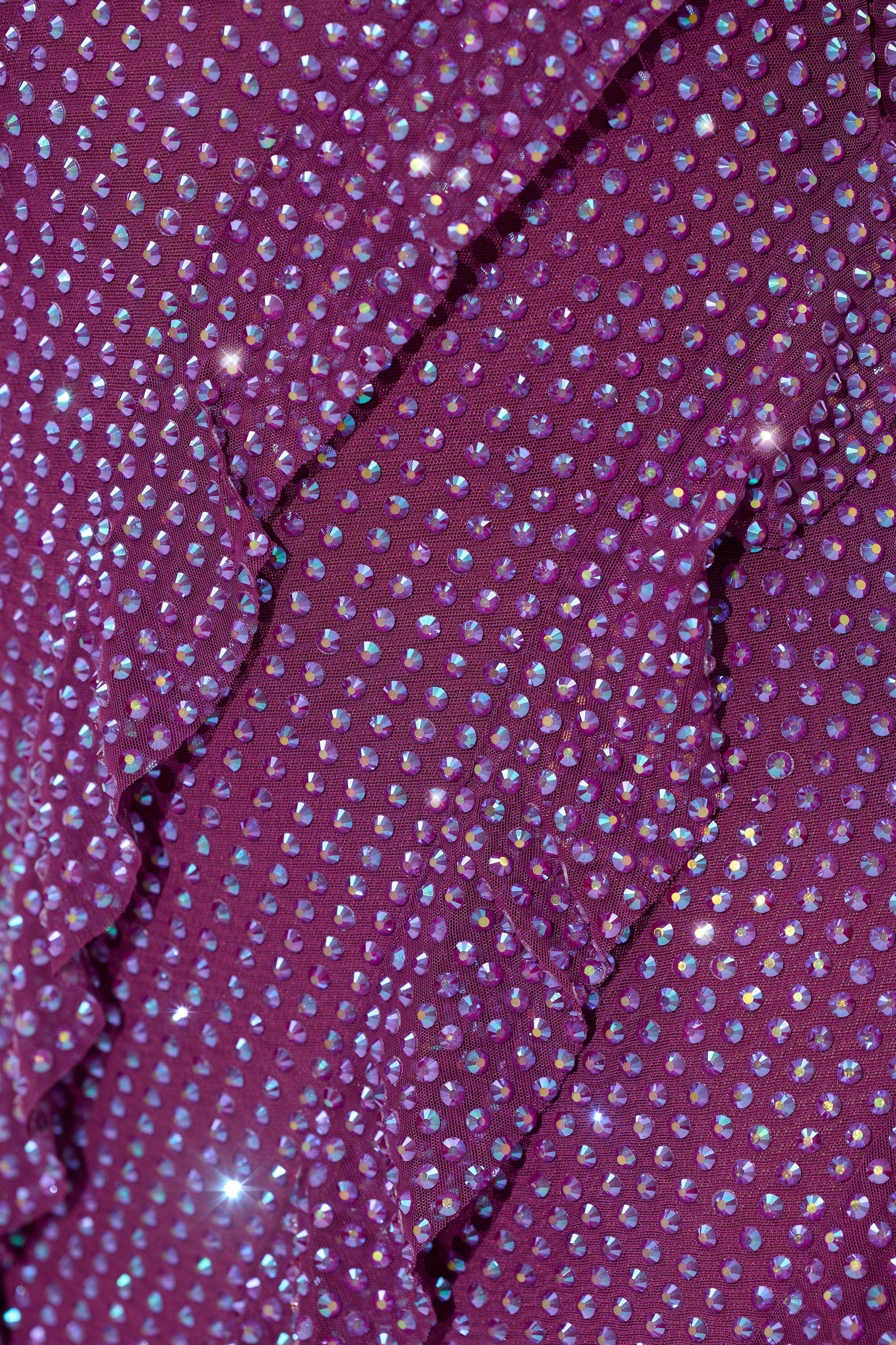 Embellished Ruffle Mini Dress in Plum - luluinthesky