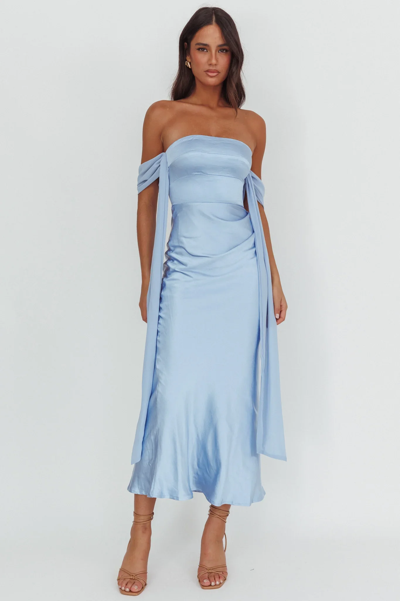 Odayah Draped Sleeve Maxi Dress Blue