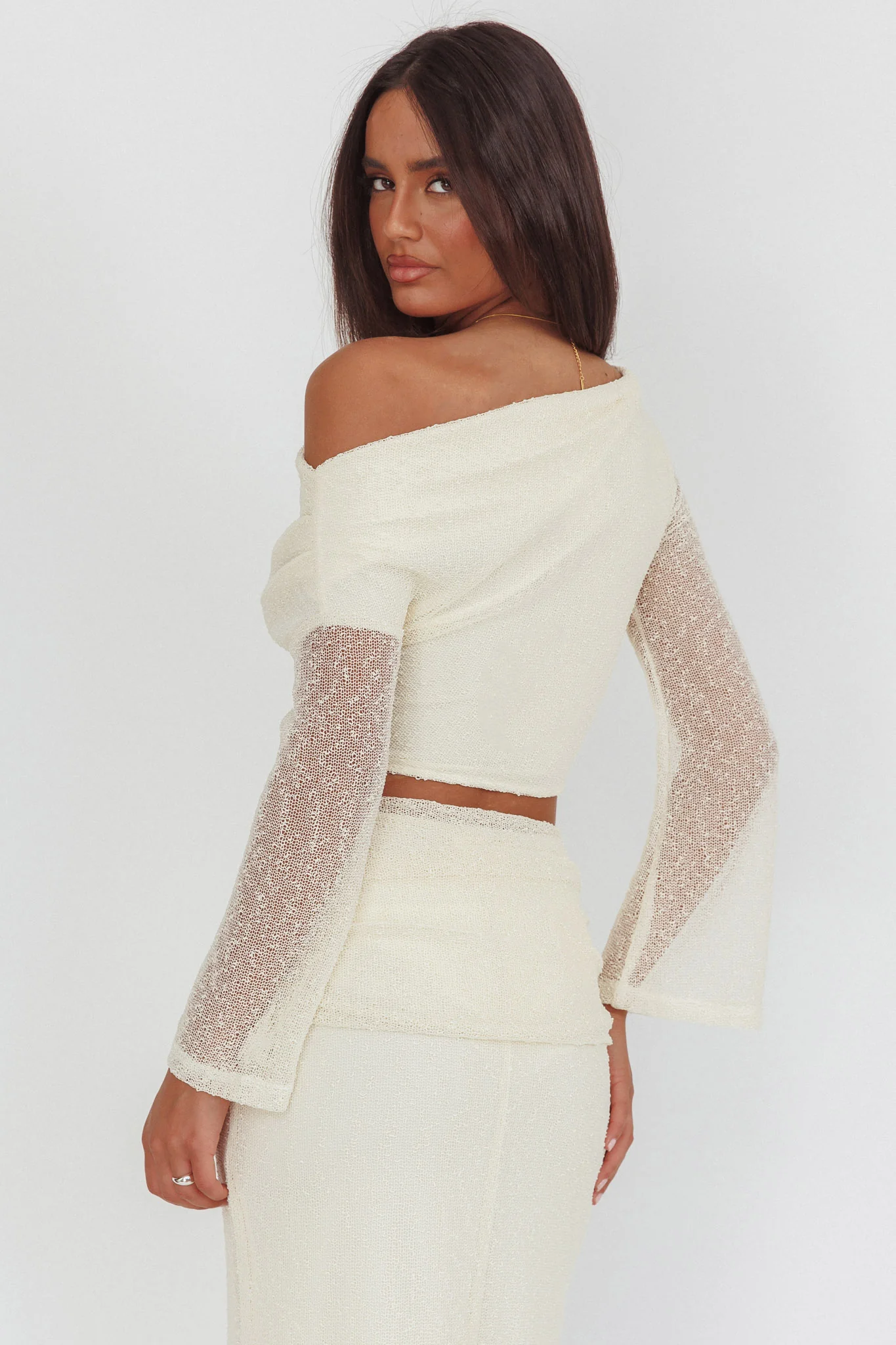 Alivya Asymmetric Shoulder Crop Top Butter