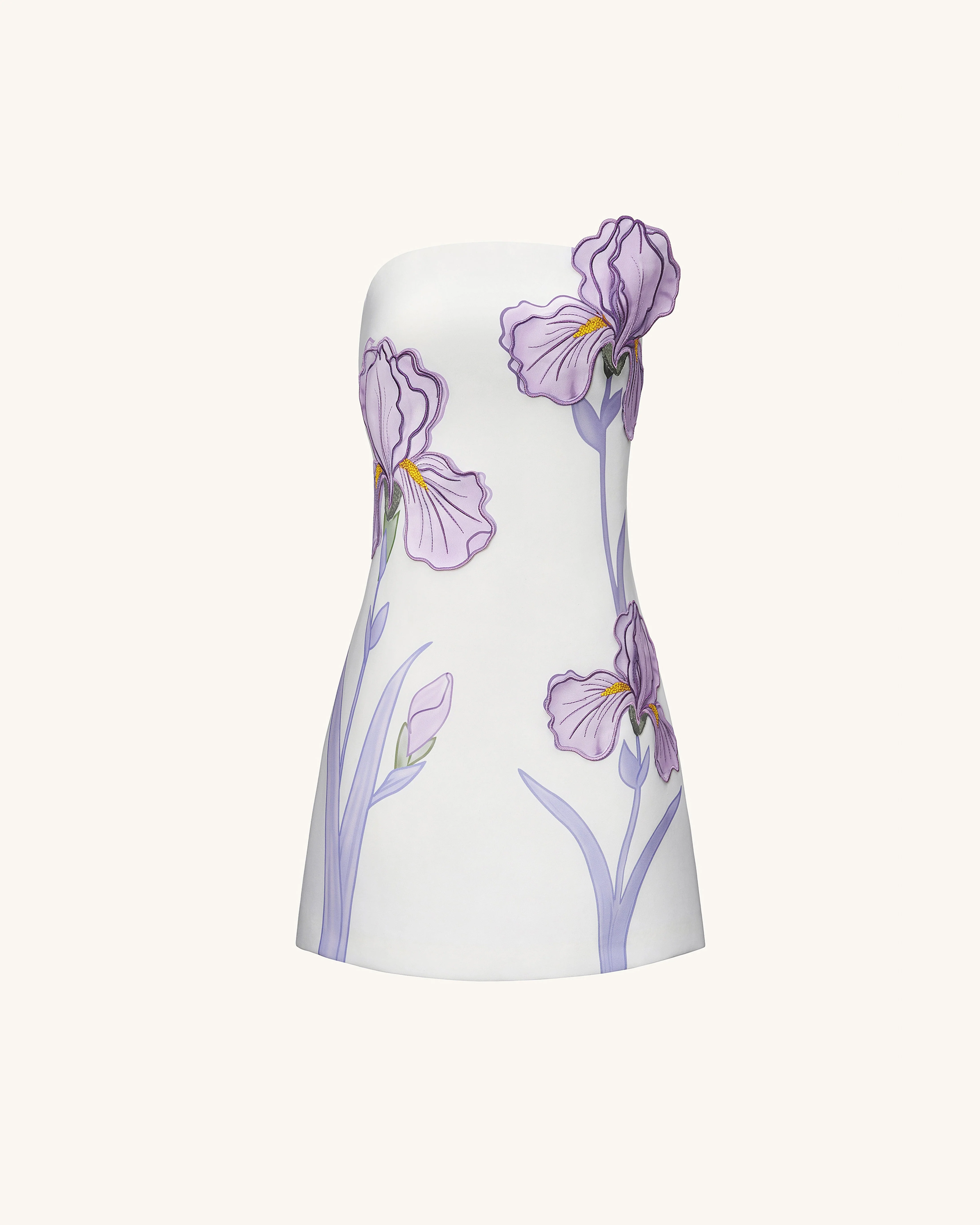 Iris Floral Print Strapless Dress - White