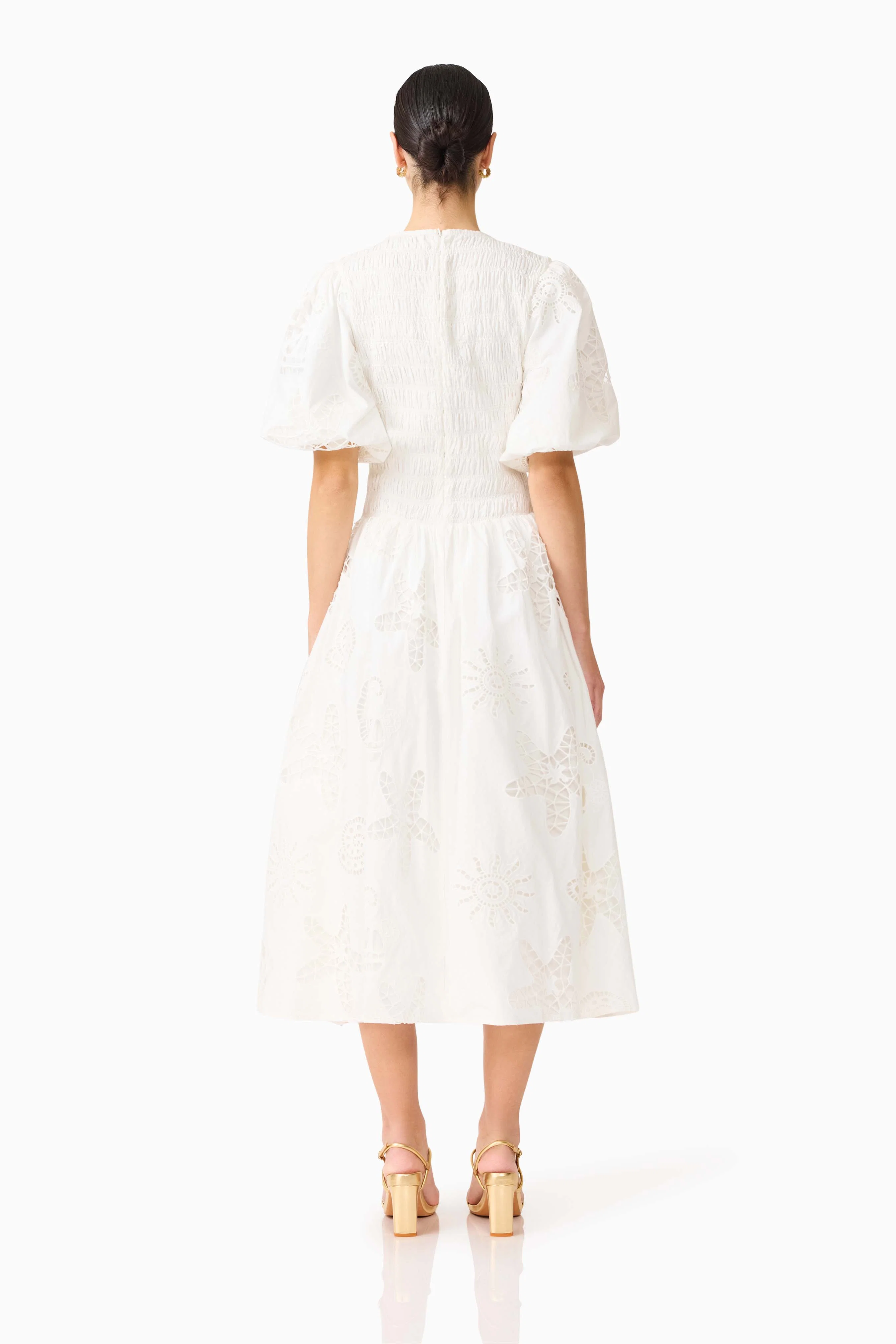 Celine Puff Sleeve Maxi Dress in White