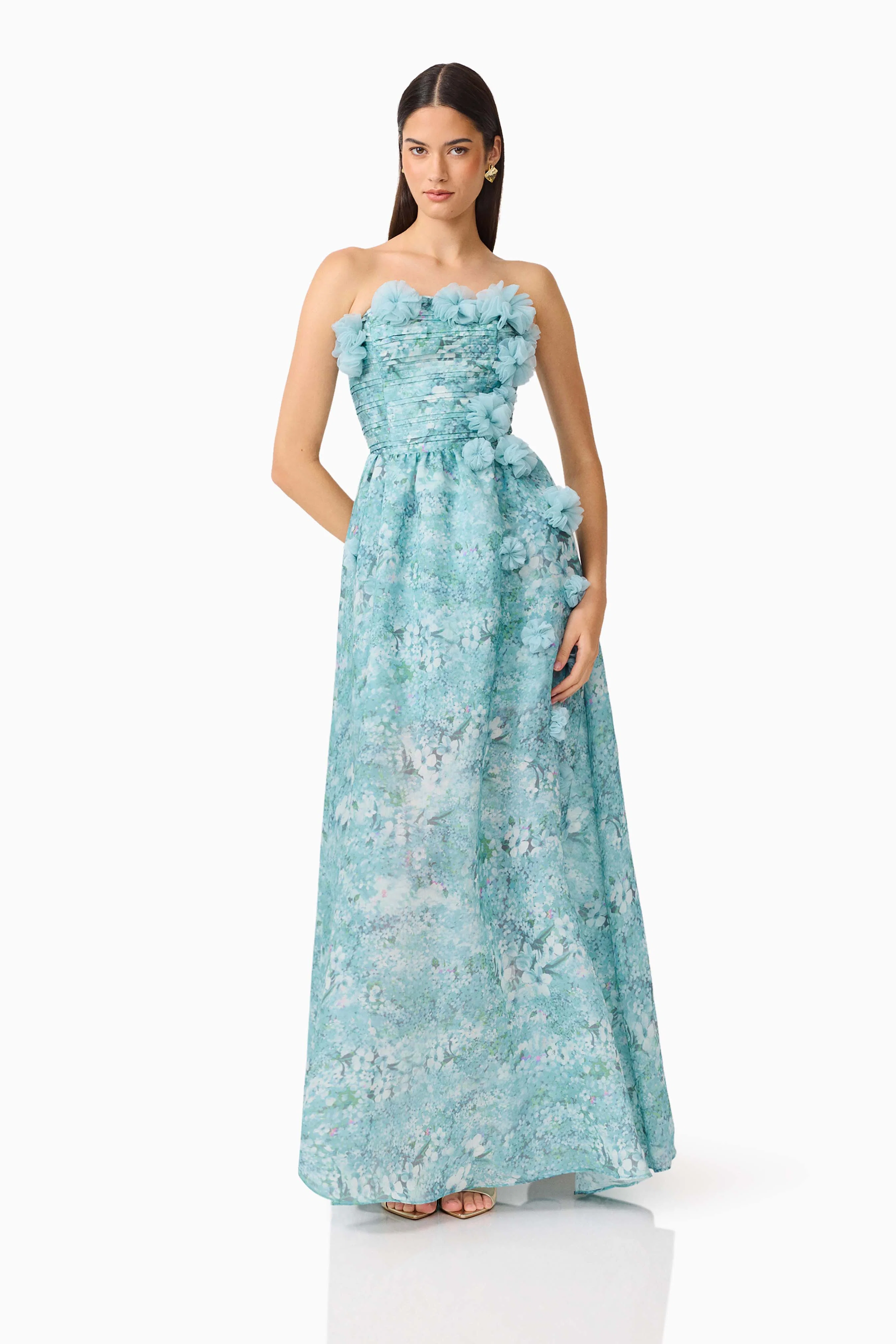 Faye Strapless Gown in Blue