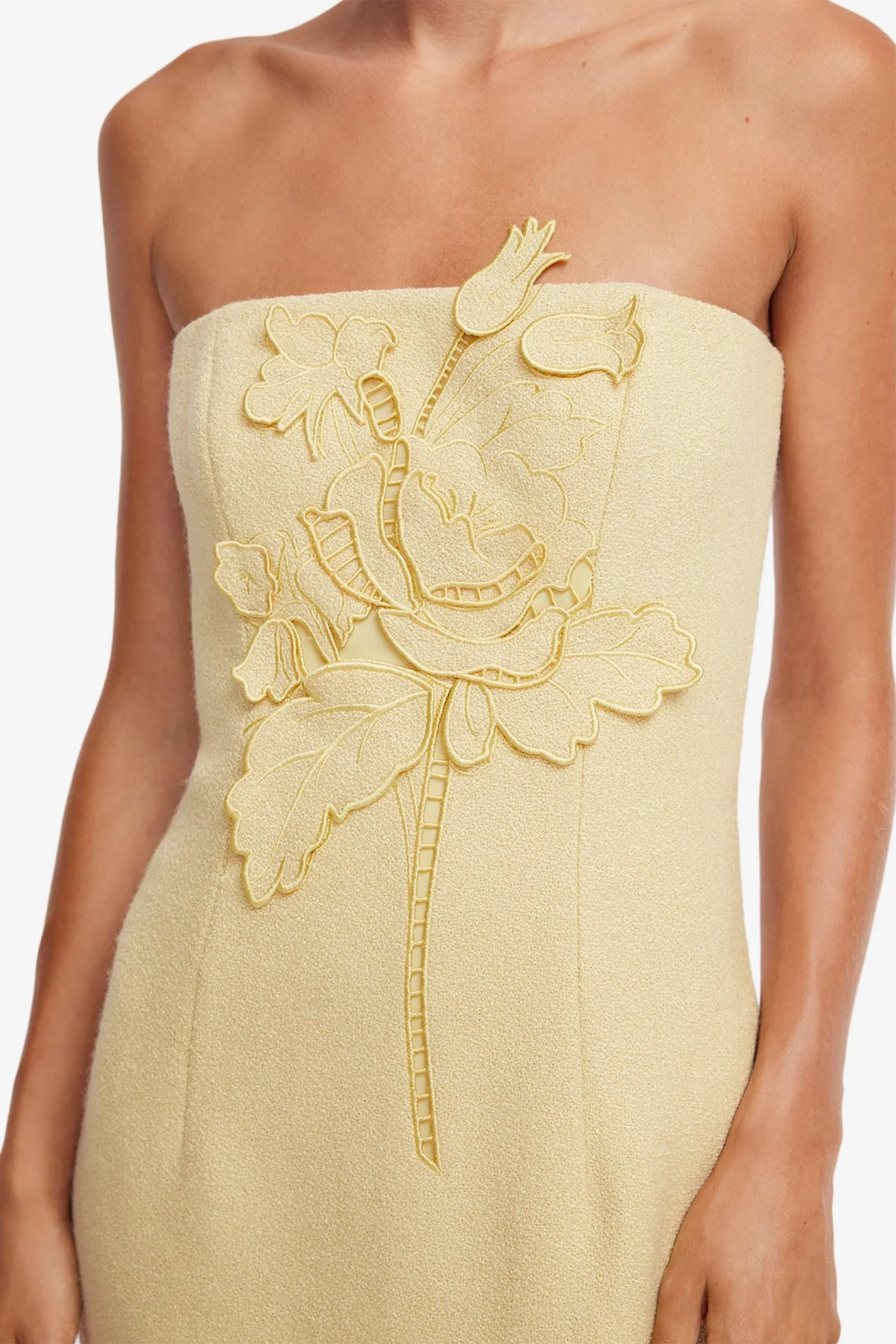 Rayna Appliqué Tweed Maxi Dress - Dusty Yellow