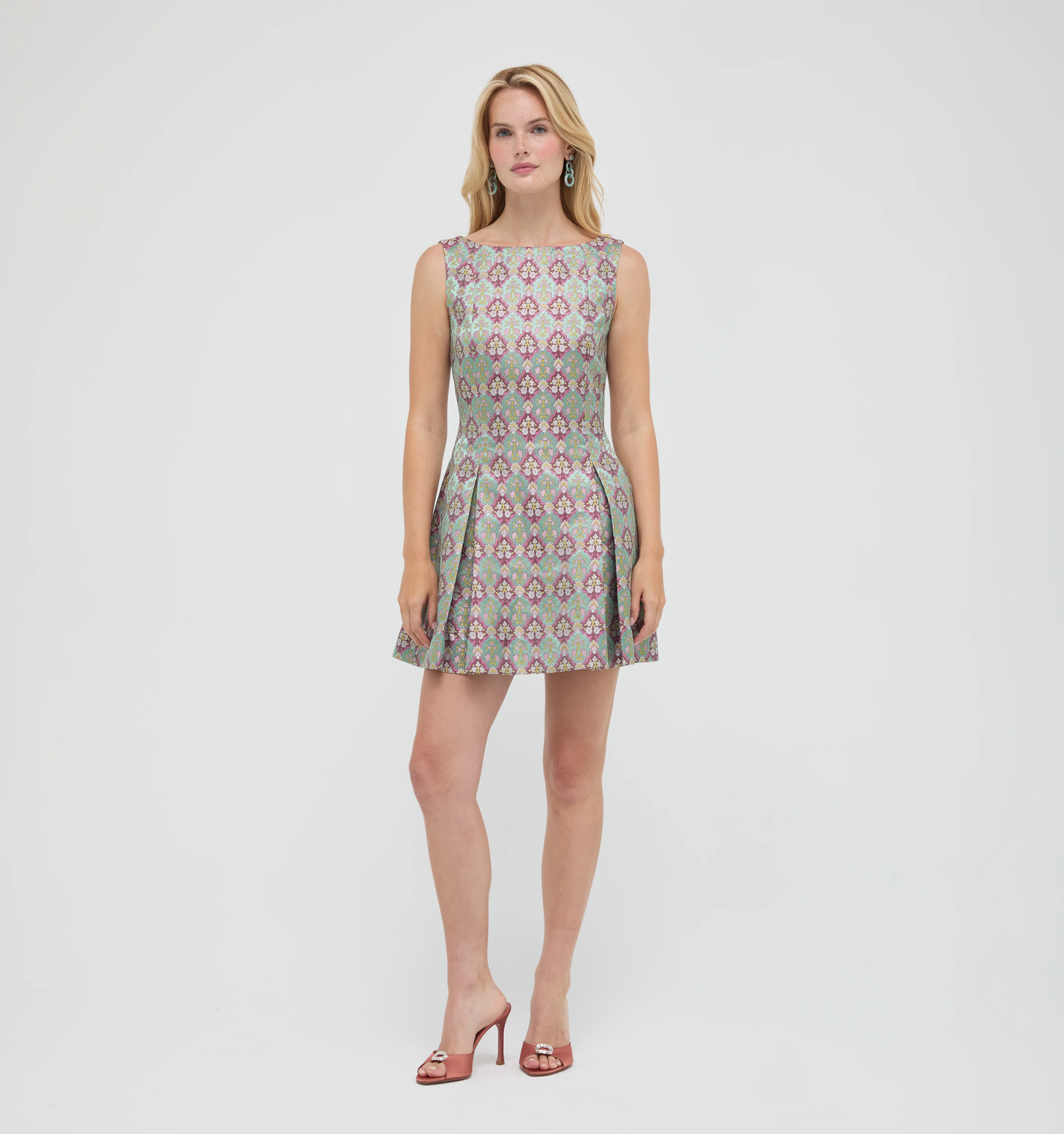 The Shayla Dress - Baroque Diamond Block Berry/Green