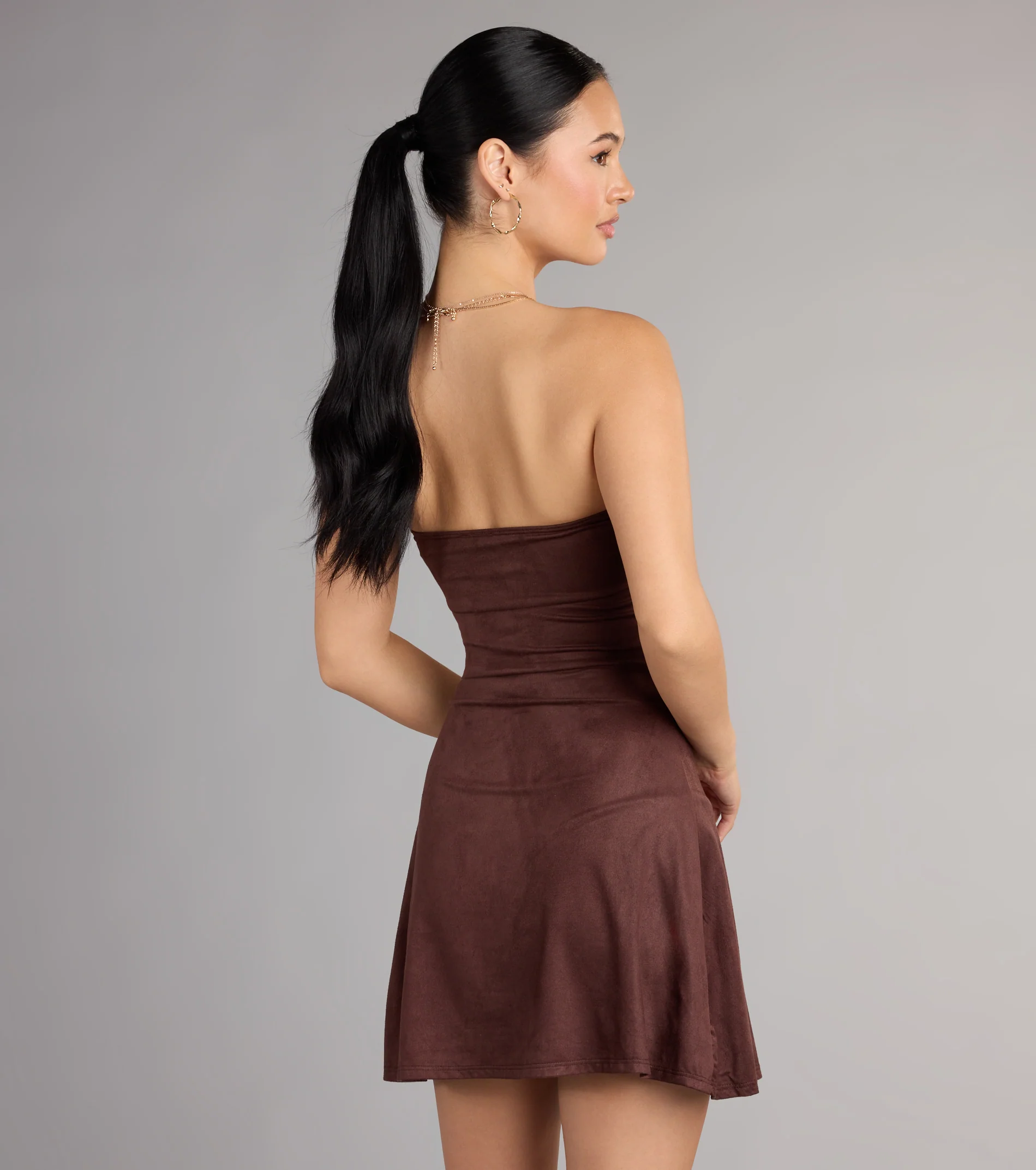 Falling for You Suede Tube Mini Dress