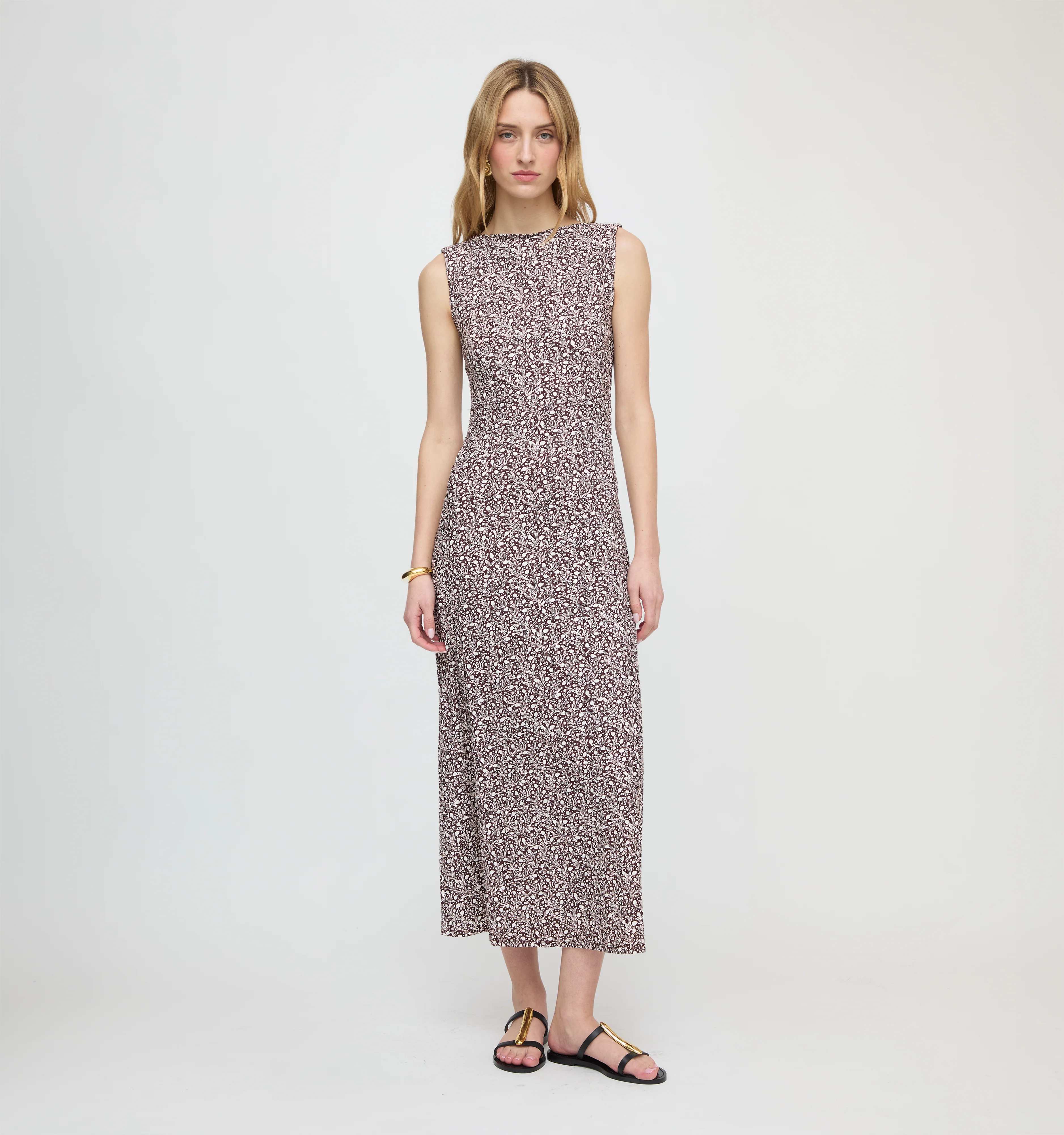 The Sloane Dress - Chocolate Ditsy Thistle