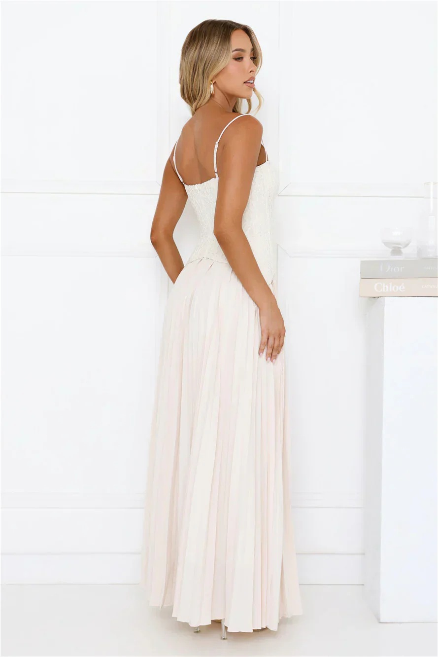 Antique Roses Lace Maxi Dress Cream