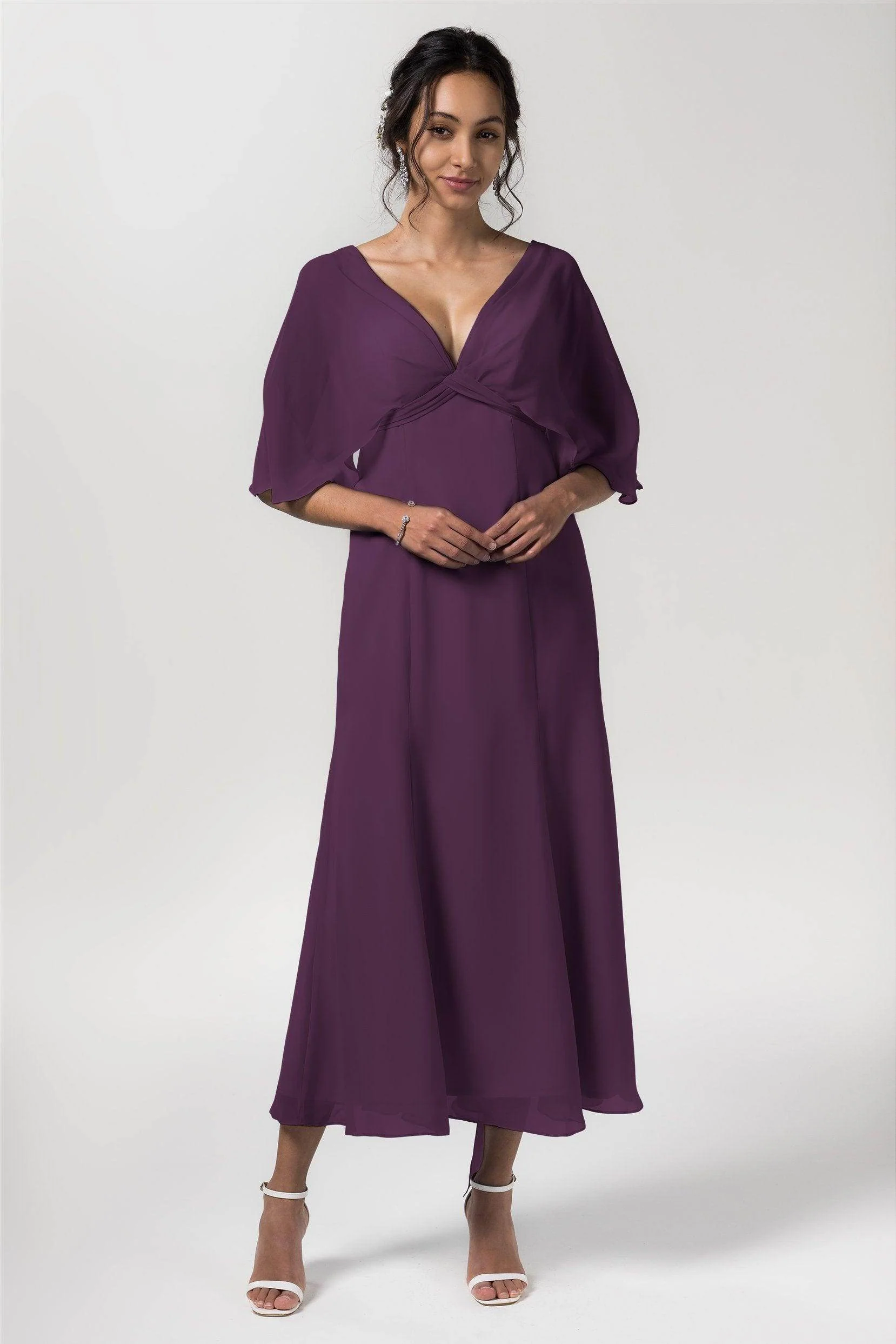 A-Line Tea Length Chiffon Bridesmaid Dress CB0553