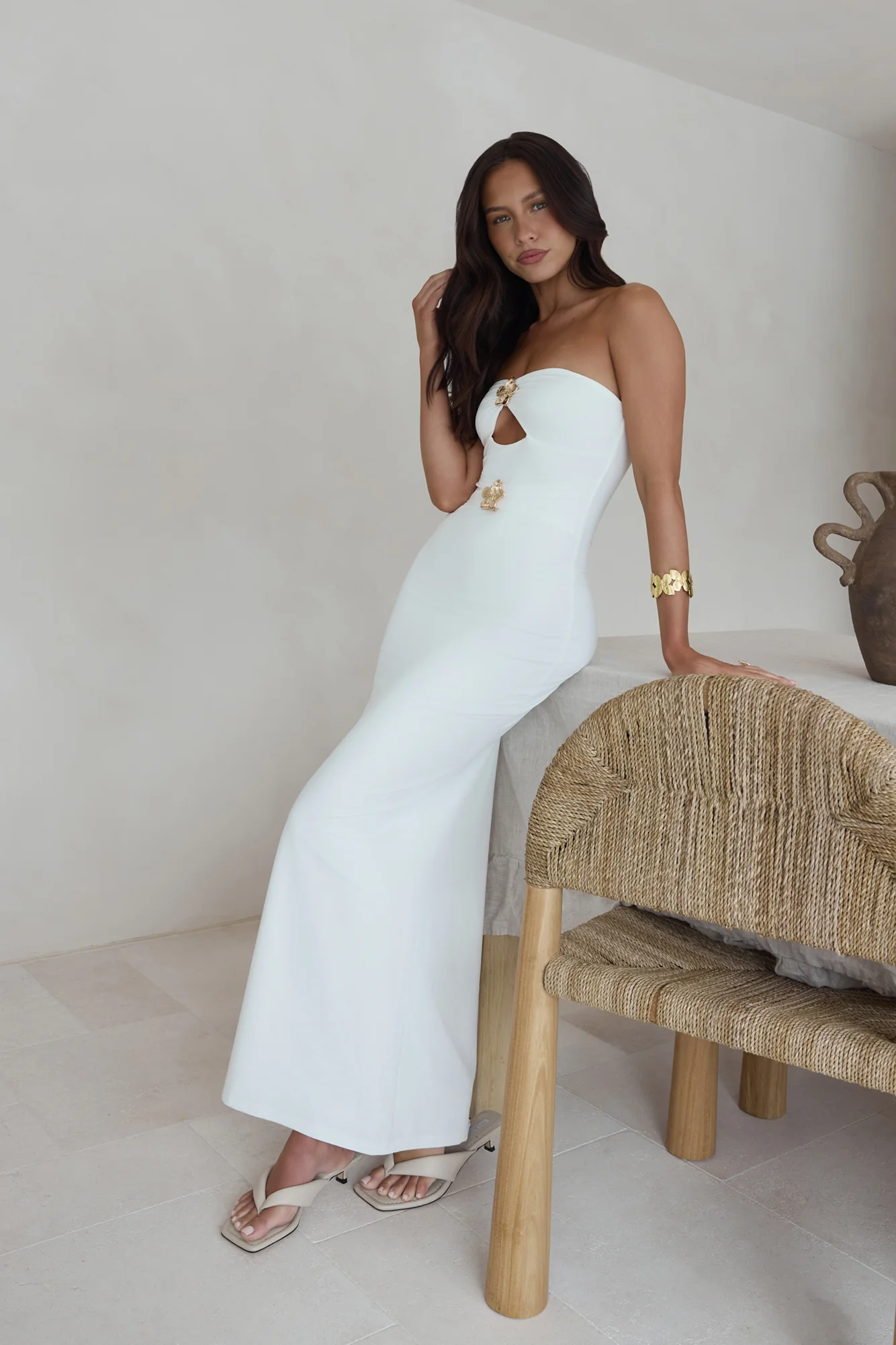 Sandy Stars Strapless Maxi Dress White - luluinthesky