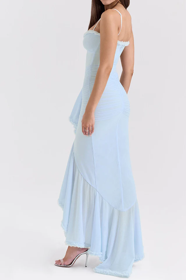 Apricot Ruffled Front Gown