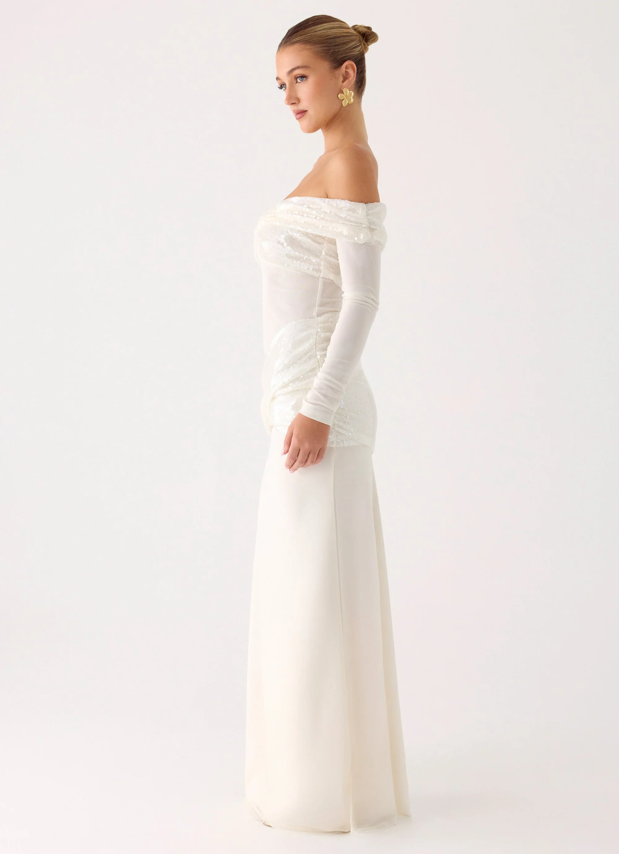 Over To You Sequin Maxi Dress - White - luluinthesky