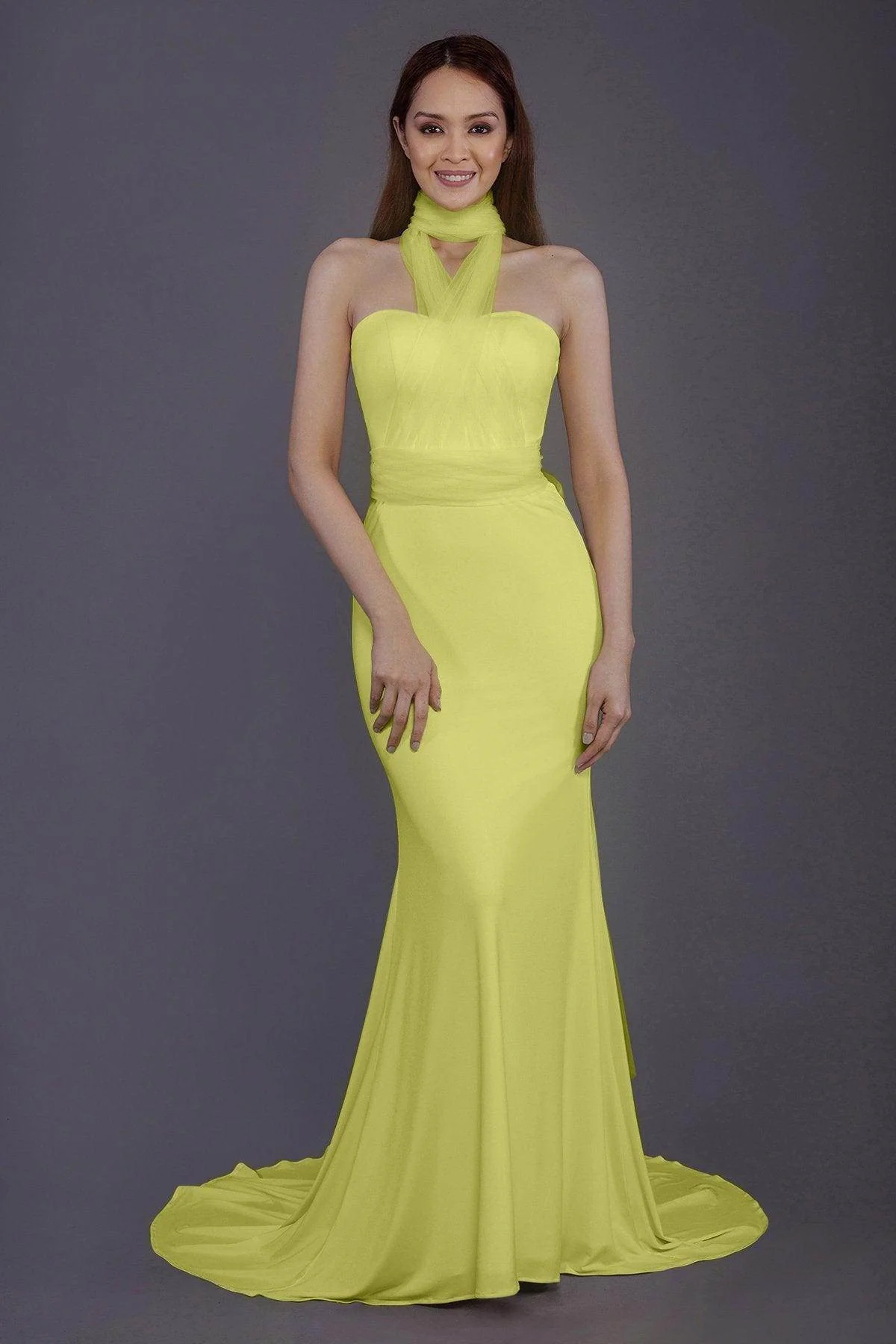 Mermaid Court Train Knitted Fabric Bridesmaid Dress PR3498