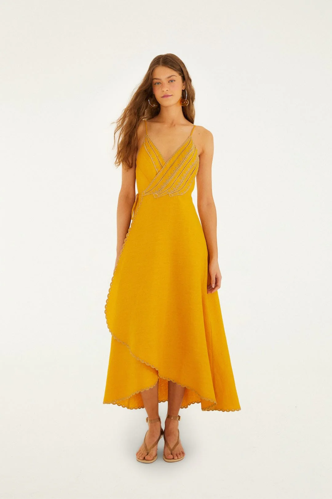 Yellow Bananas Euroflax™ Premium Linen Maxi Wrap Dress