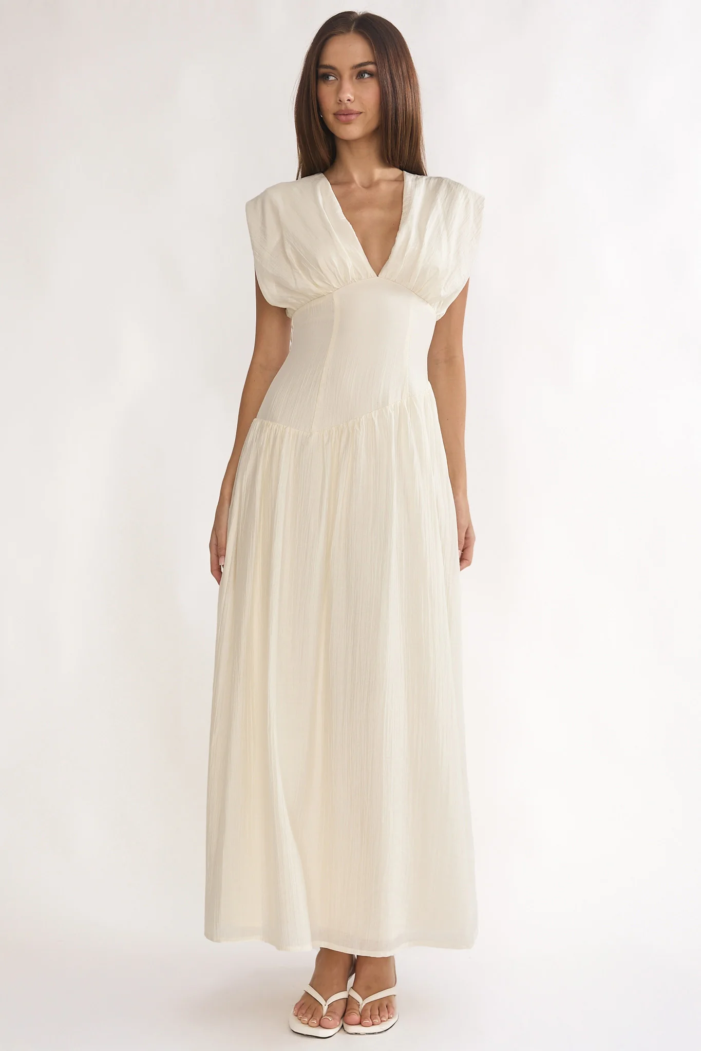 Danicka Asymmetric Waist Maxi Dress Cream