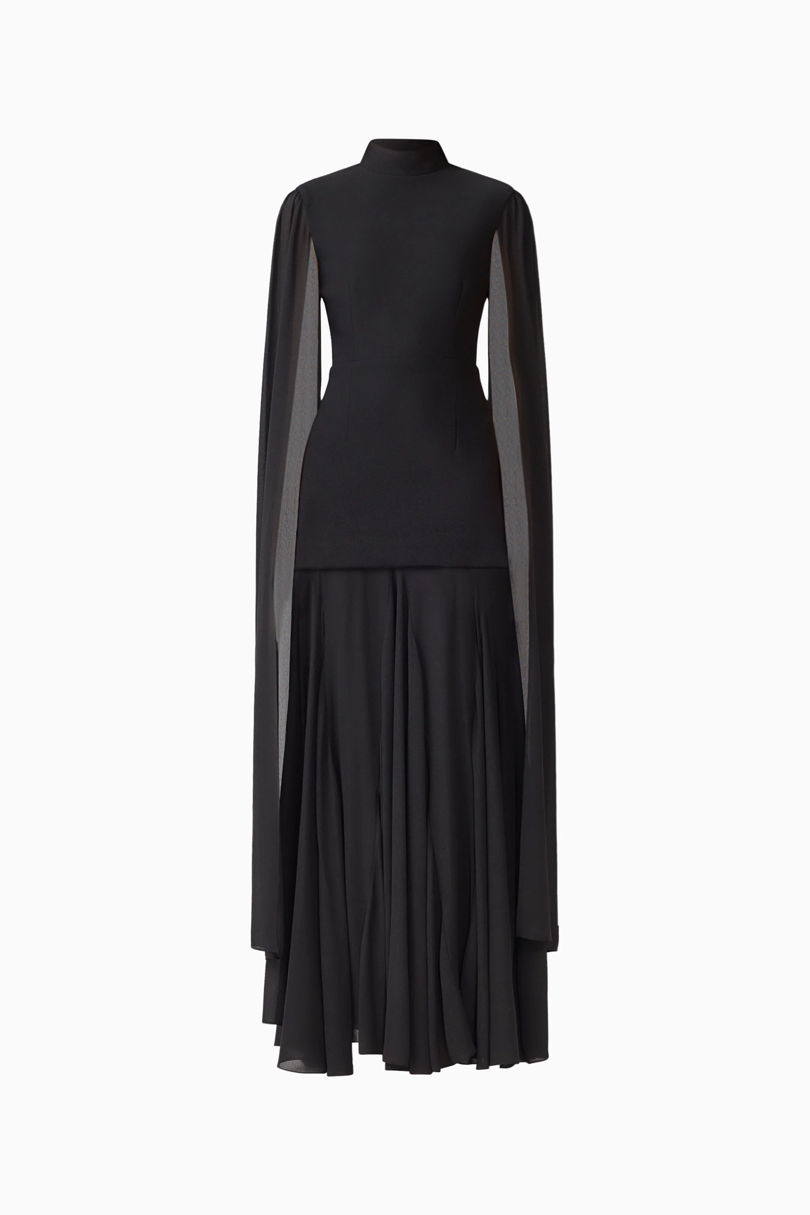 Odelia Cape Sleeve Gown in Black