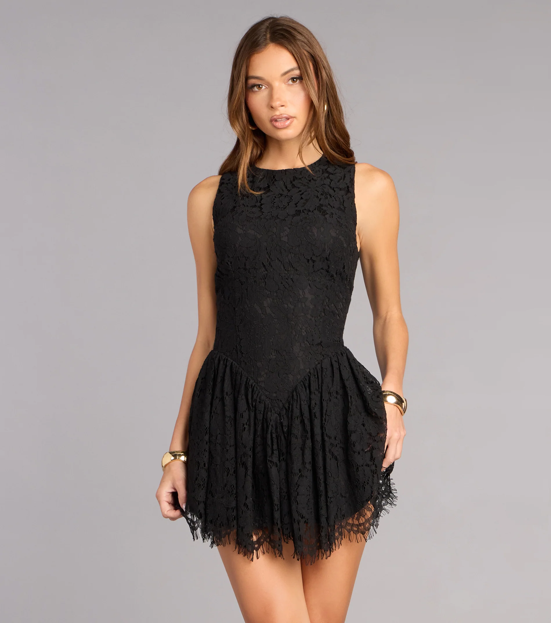 Just Add Heels Lace Skater Mini Dress - luluinthesky