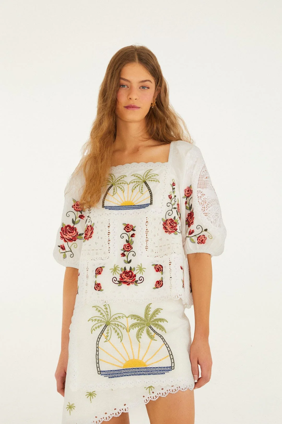 Off-White Tropi Scarf Embroidered  Blouse