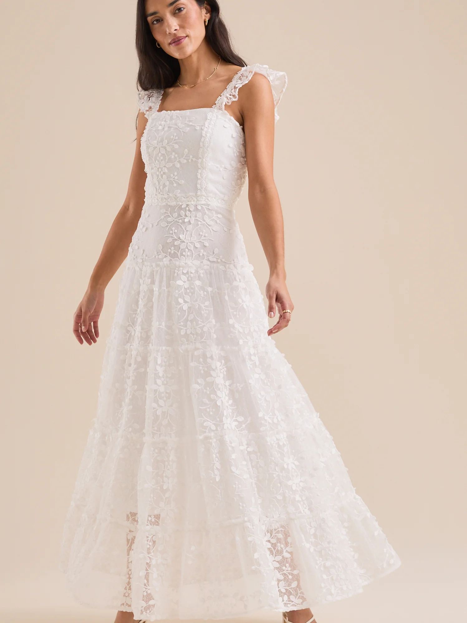 Kallie Lace Tiered Maxi Dress
