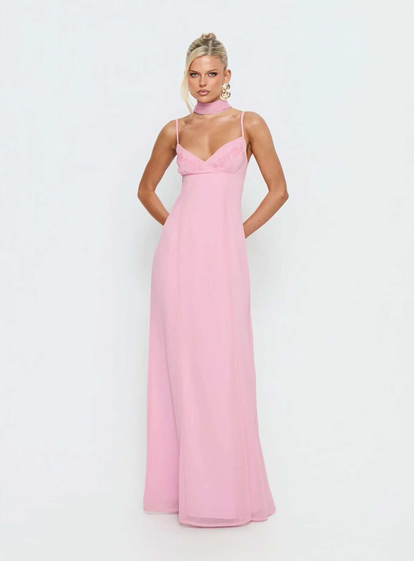 Jadira Scarf Maxi Dress Light Pink