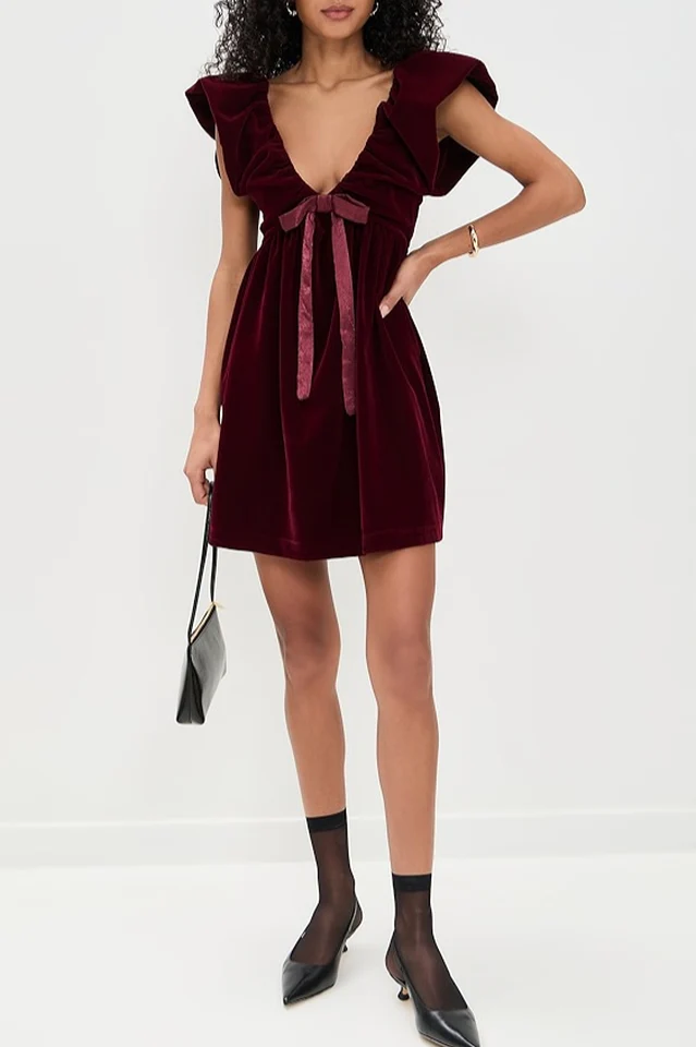 Endless Rose Velvet Bow Mini Dress