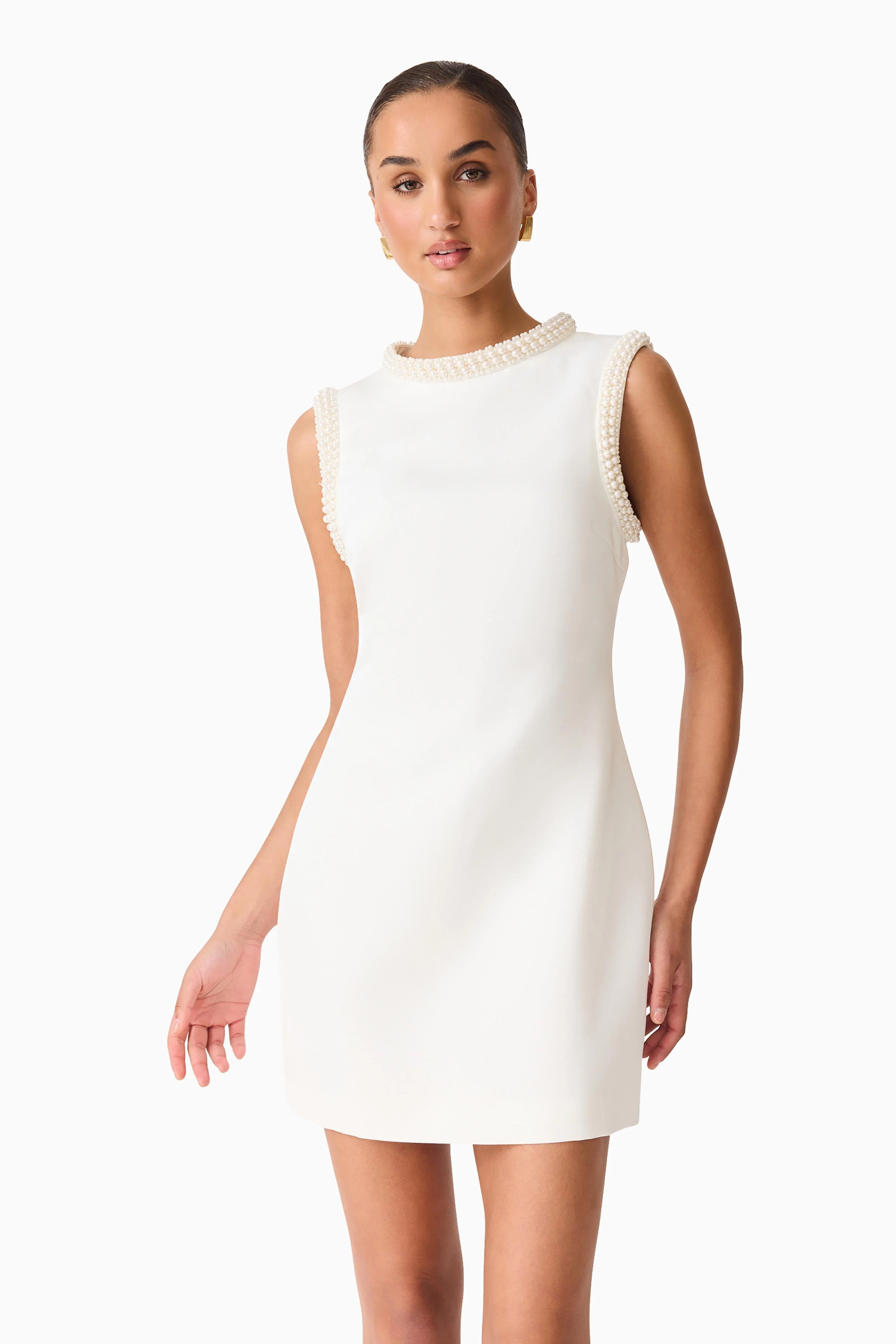 Sia Shift Mini Dress in White
